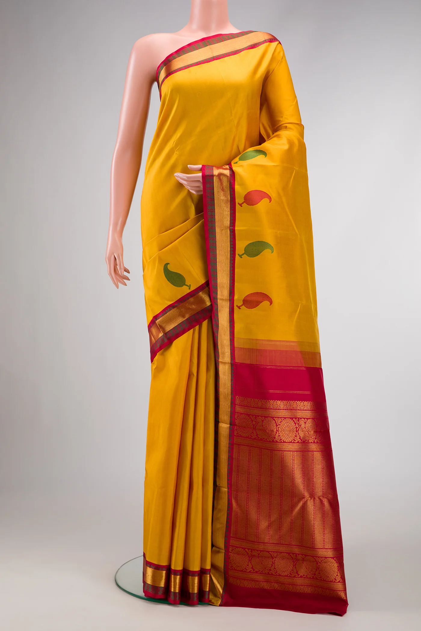 Pure Silk Pure Zari Yellow Kanjivaram Saree