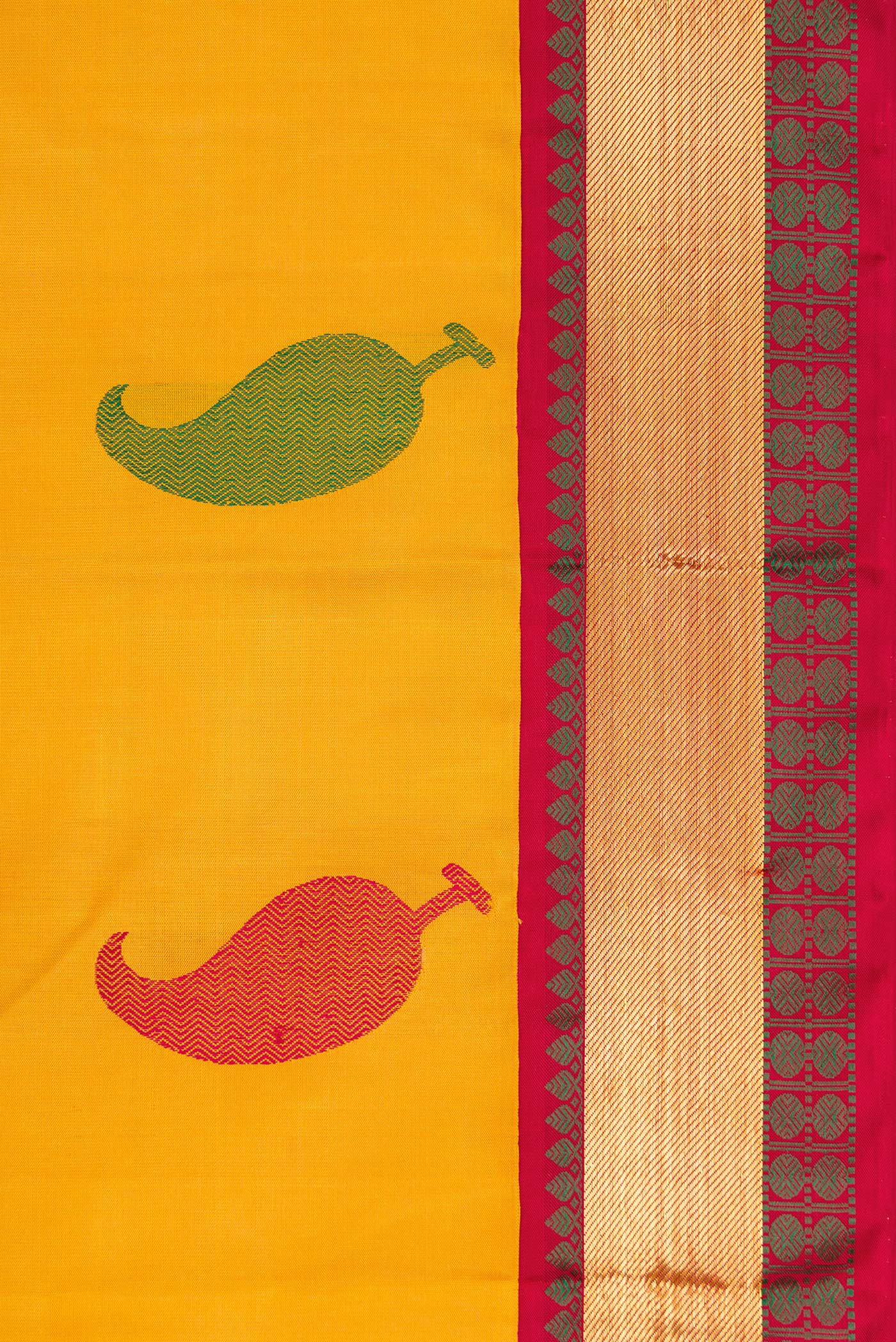 Pure Silk Pure Zari Yellow Kanjivaram Saree - Image 3