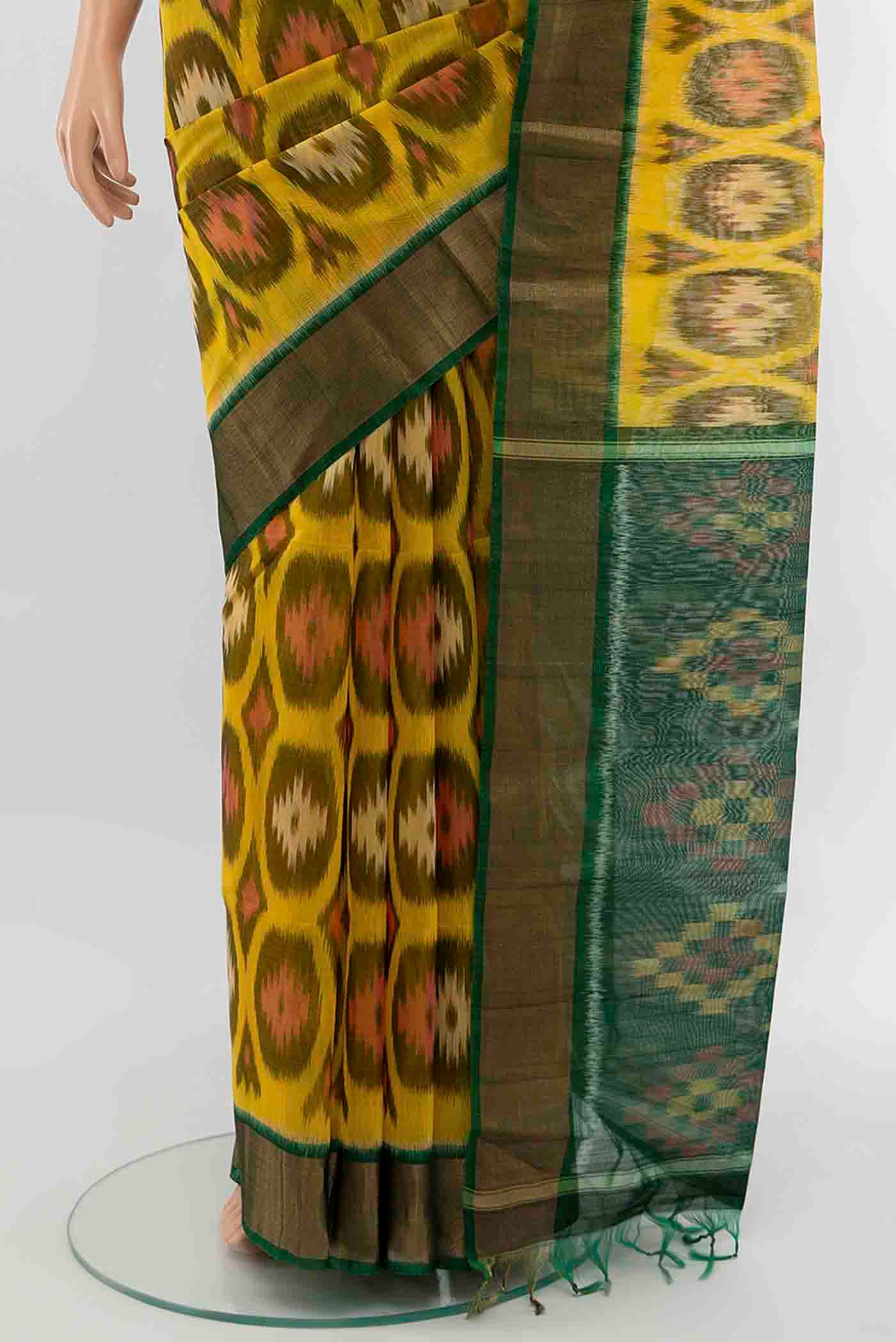 Yellow Silk Cotton Saree - Image 3