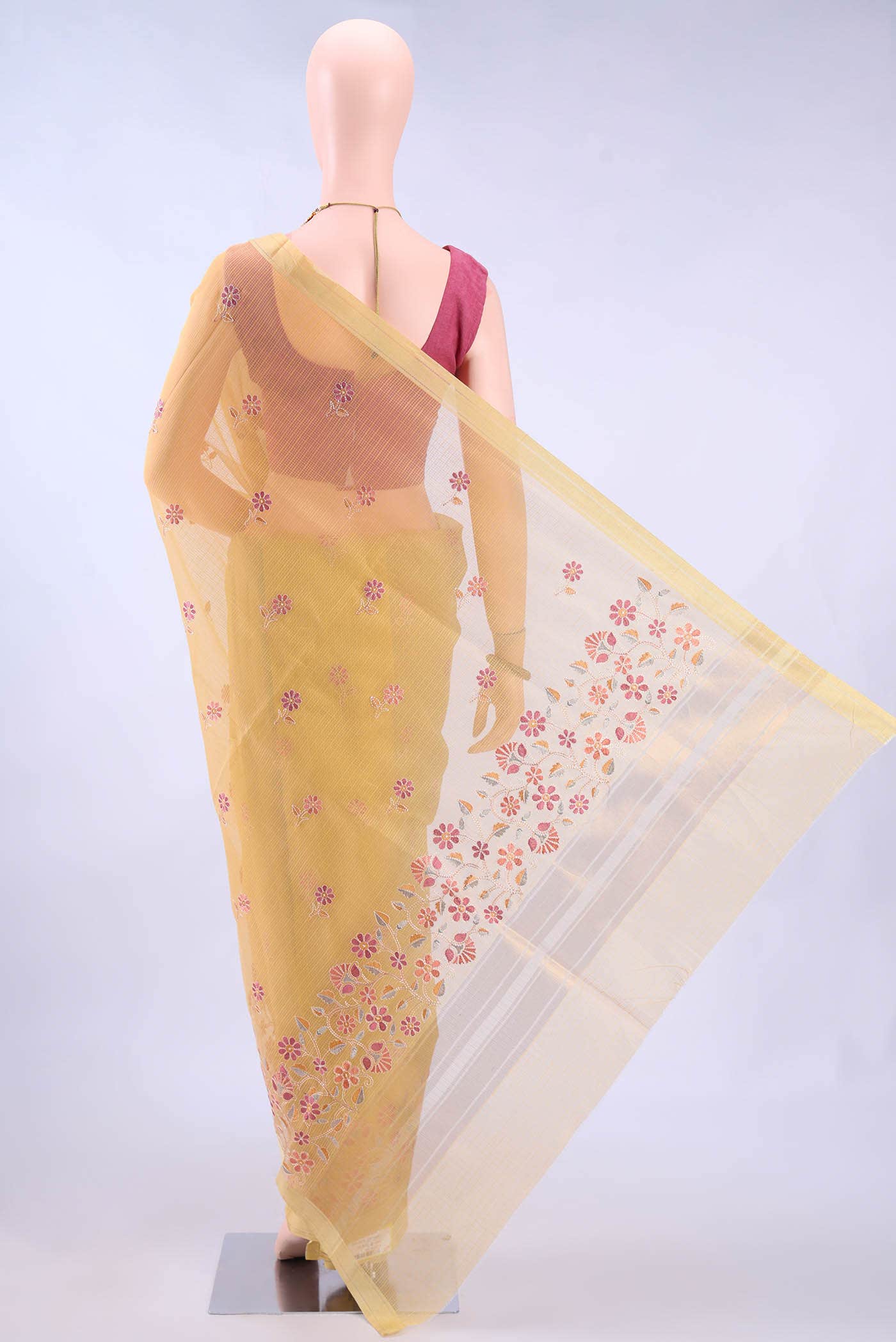 Yellow Kota Cotton Saree - Image 2