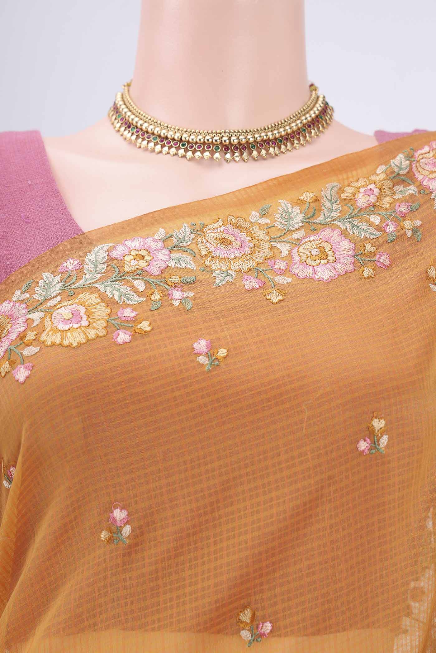 Yellow Kota Cotton Saree - Image 2