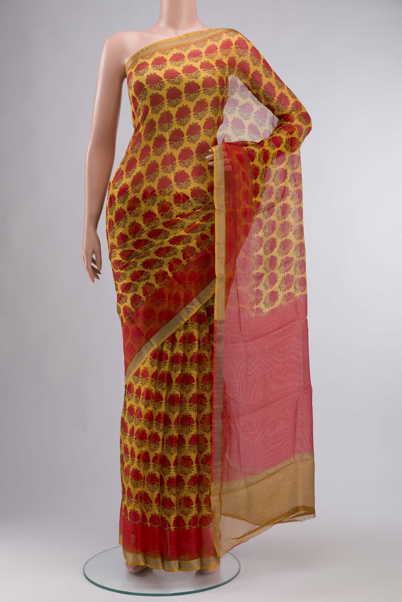 Yellow Kota Silk Saree