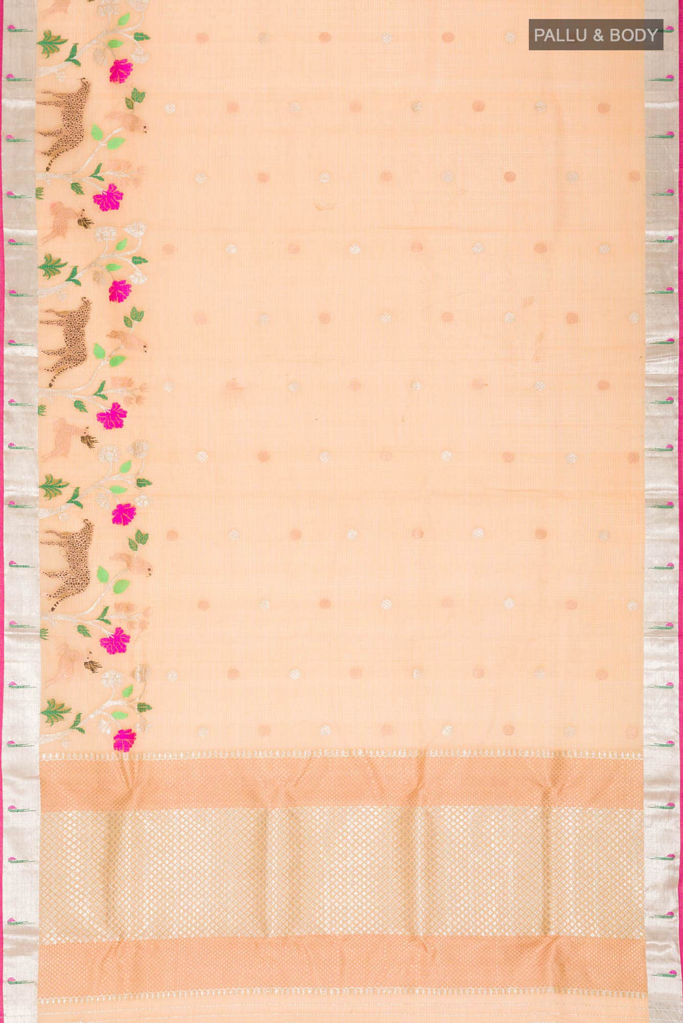 Pure Silk Pure Zari Yellow Kota Saree - Image 4