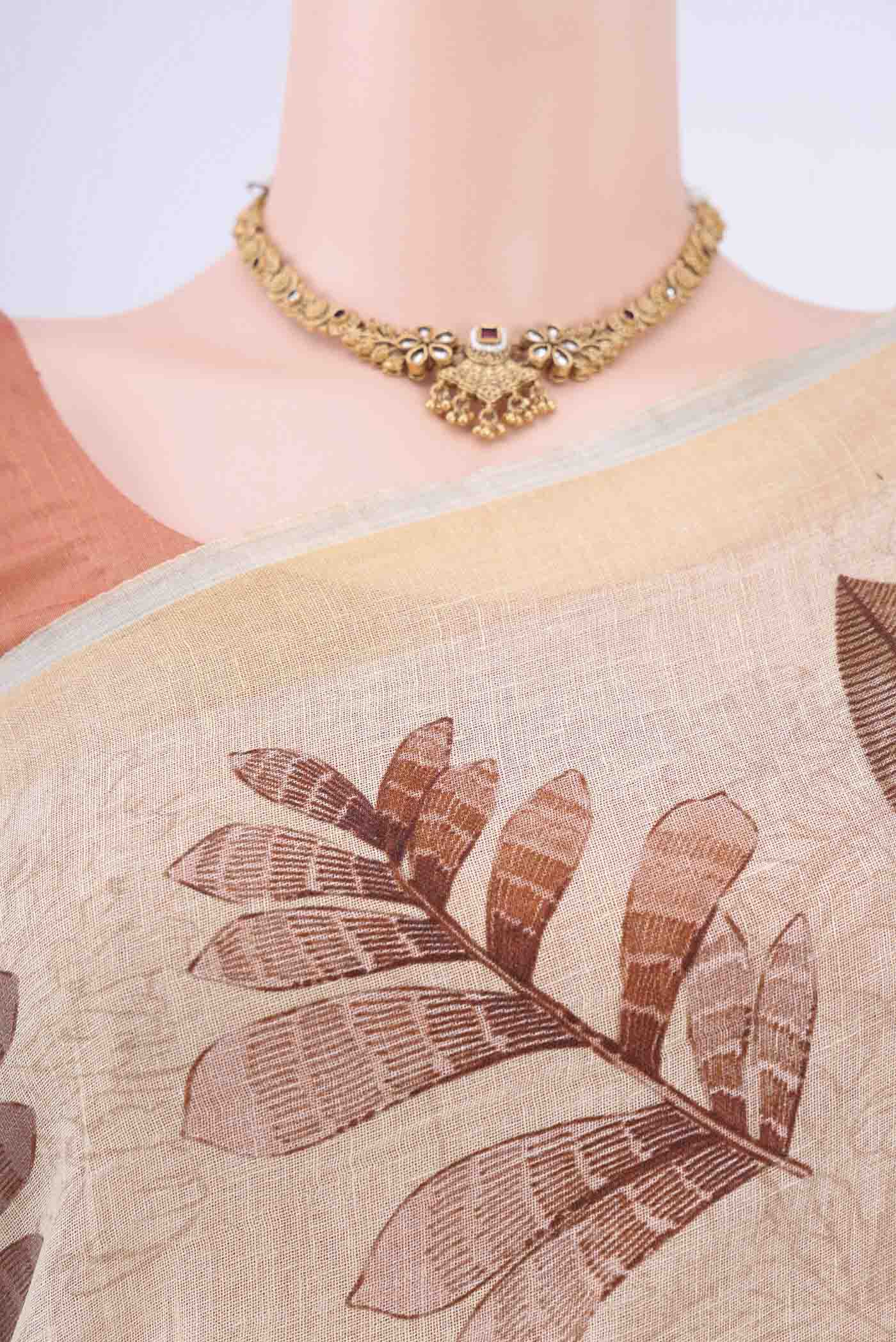 Yellow Linen Saree - Image 2
