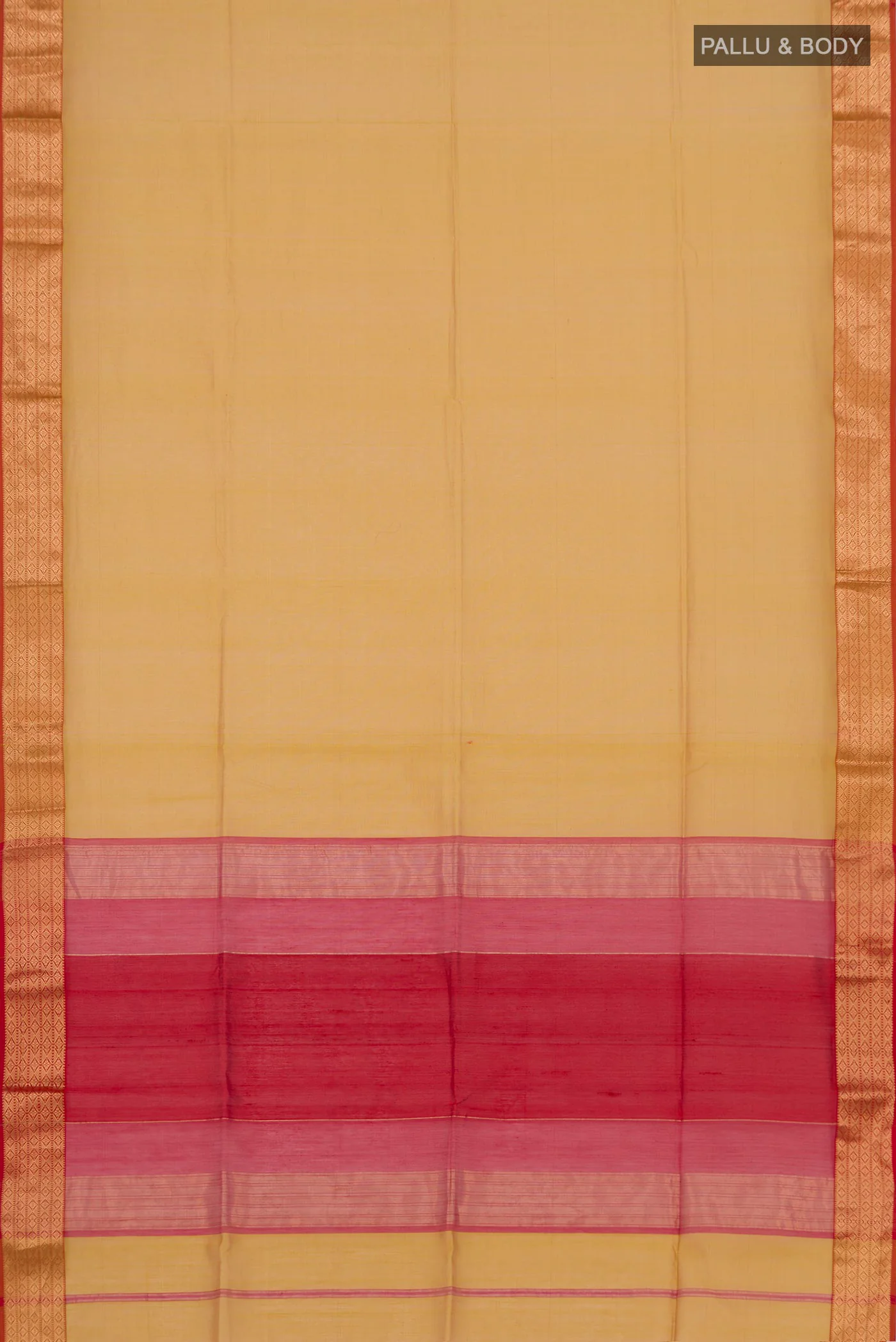 Yellow Maheshwari Silk Cotton Saree - Image 4