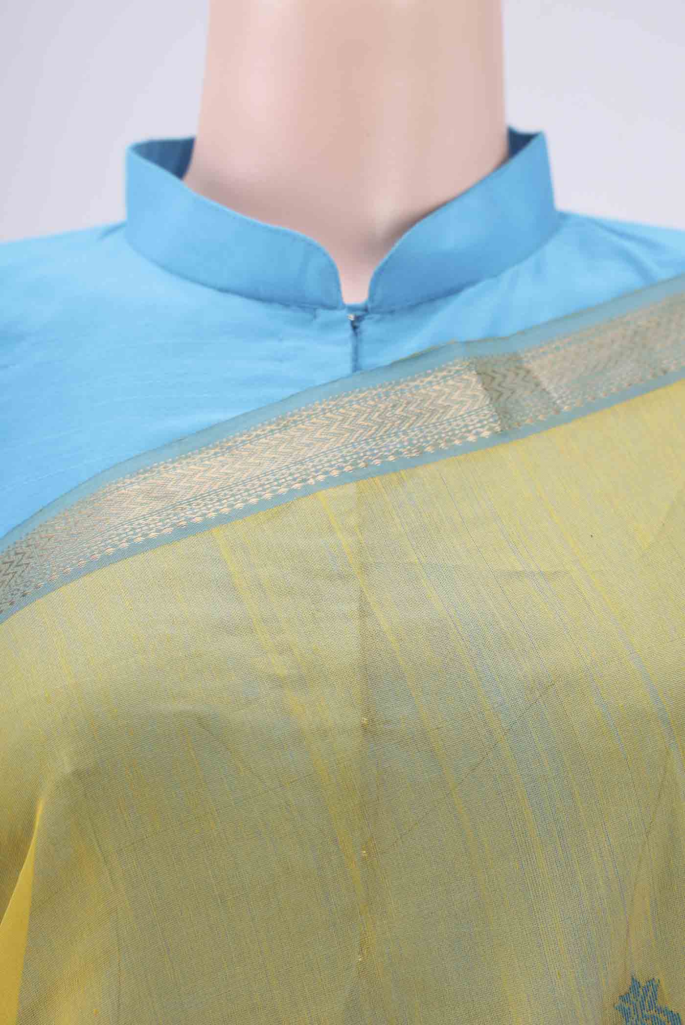 Yellow Maheshwari Silk Cotton Saree - Image 2
