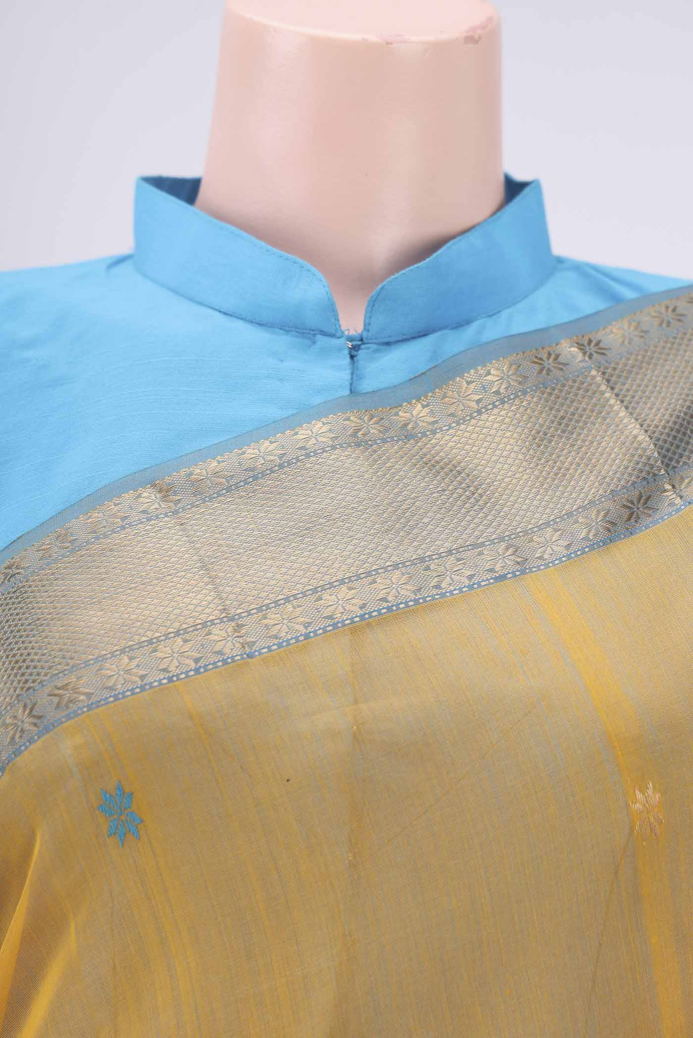 Yellow Maheshwari Silk Cotton Saree - Image 2