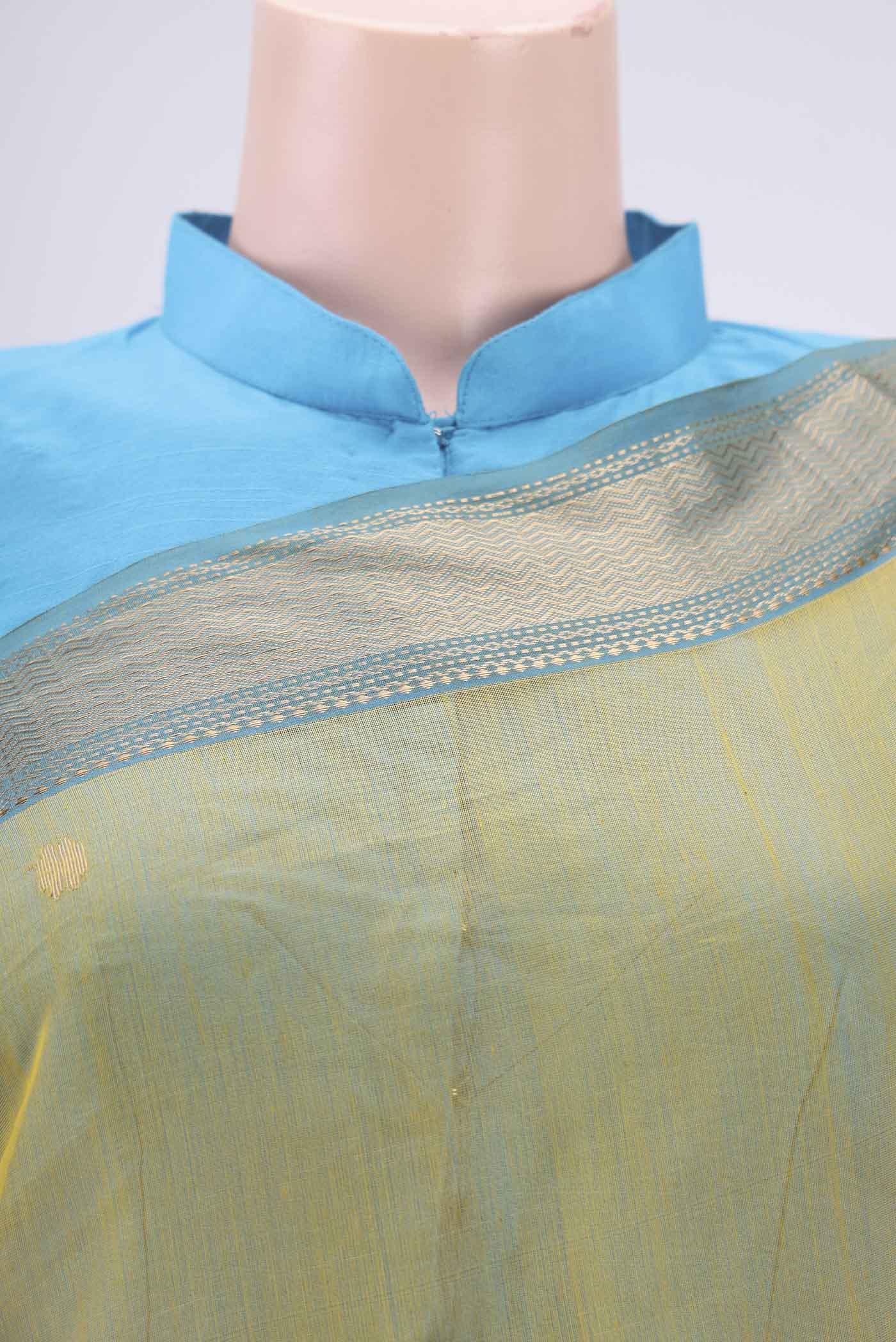 Yellow Maheshwari Silk Cotton Saree - Image 2
