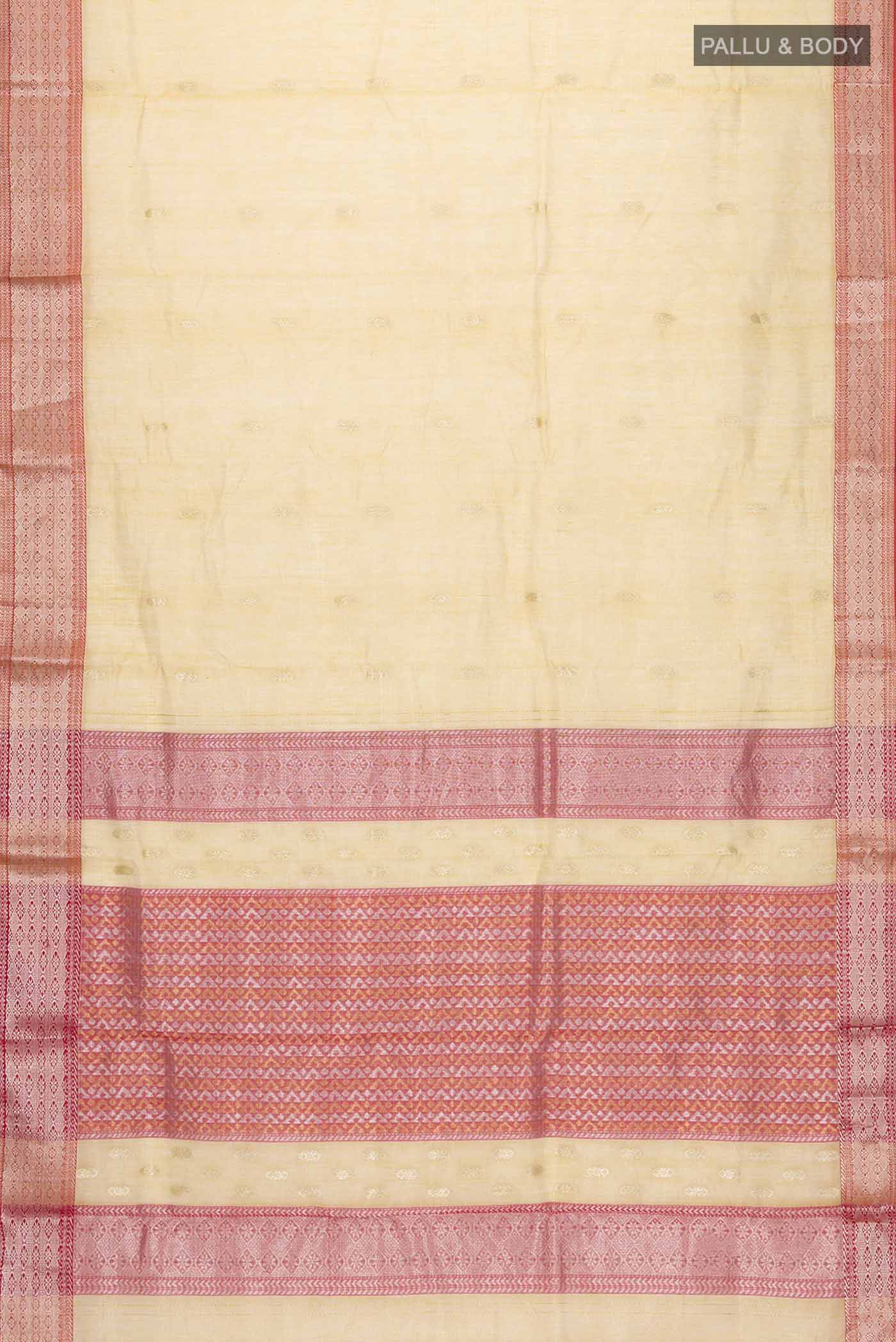 Yellow Maheshwari Silk Cotton Saree - Image 5