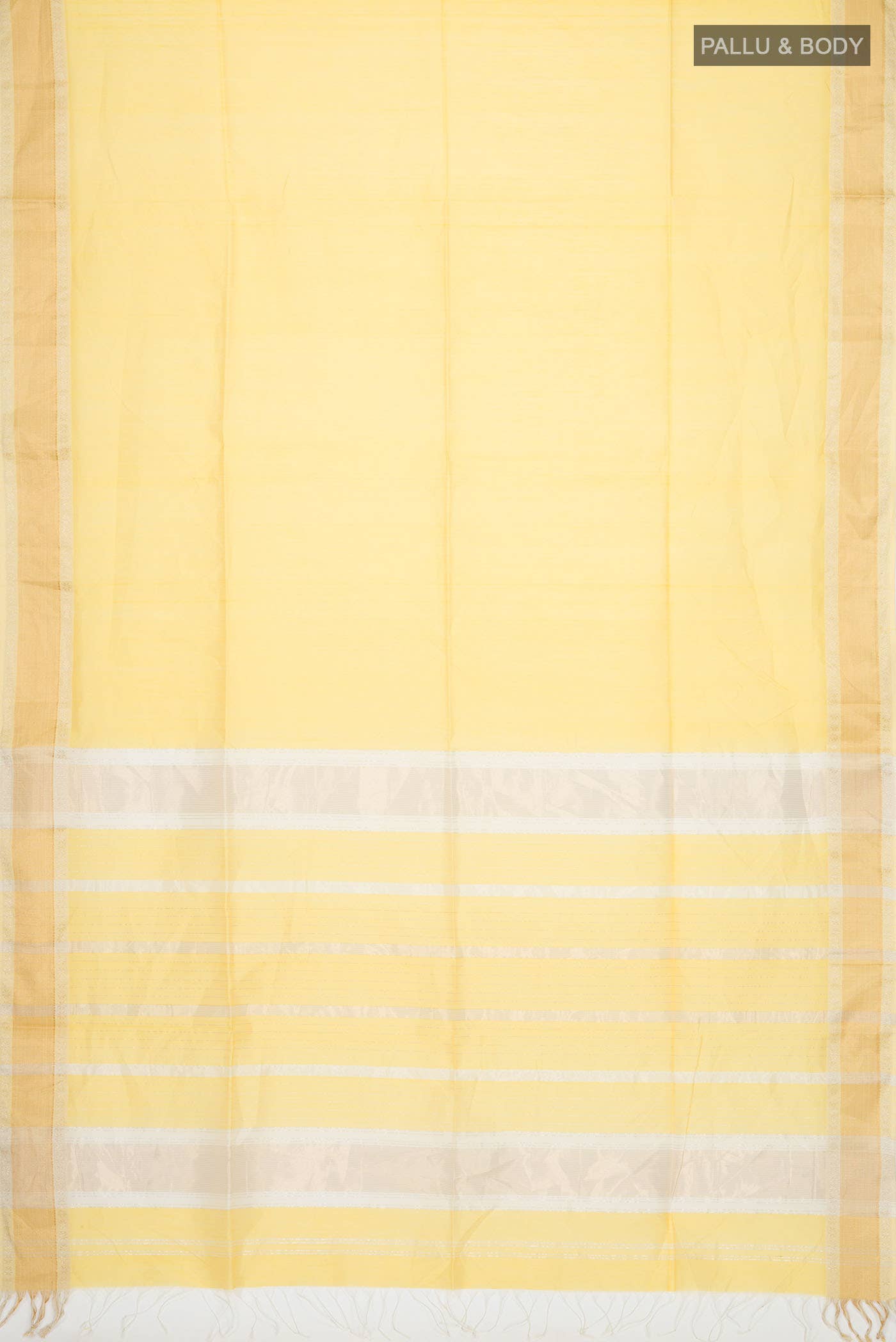 Yellow Maheshwari Silk Cotton Saree - Image 2