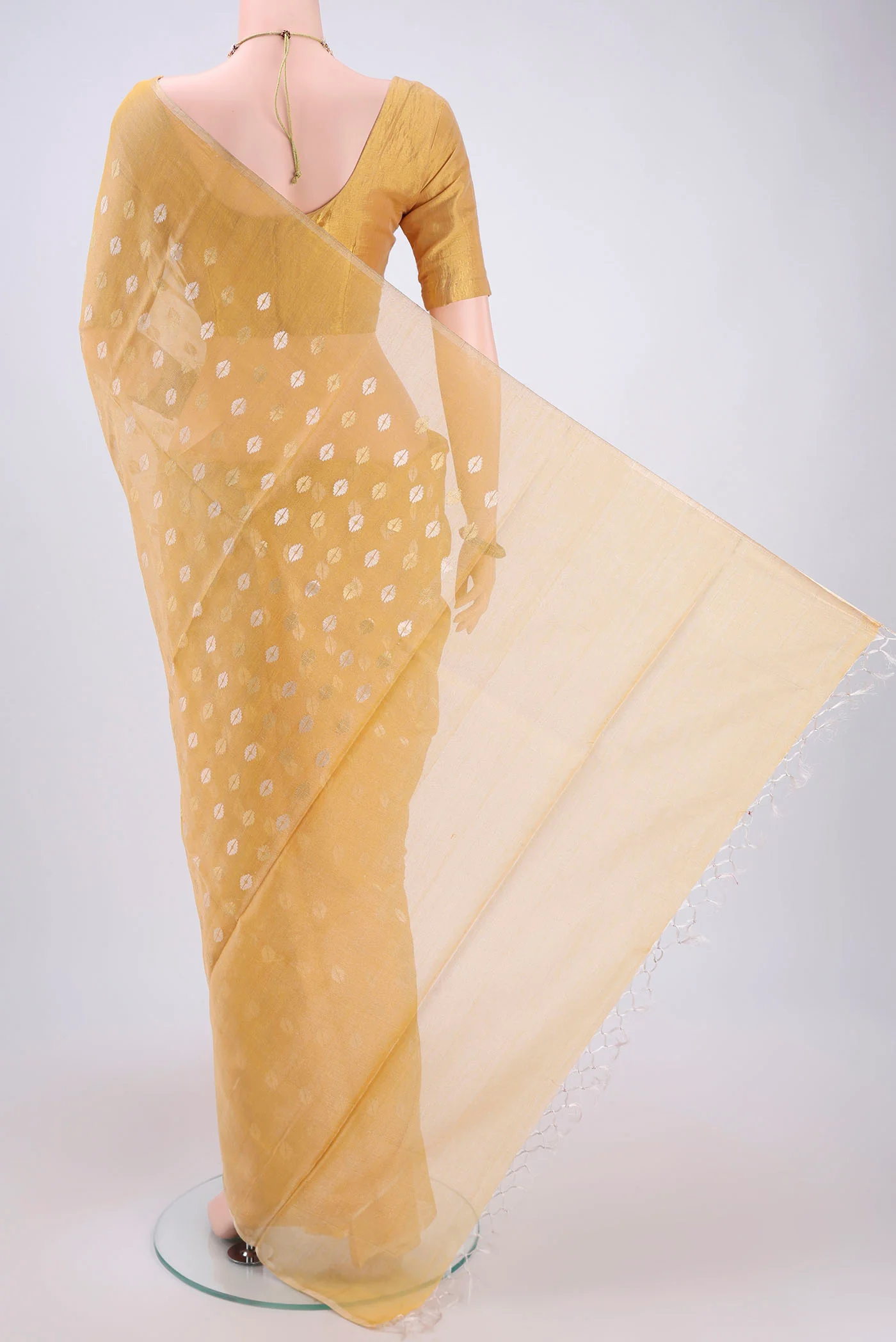 Yellow MP Tussar Saree - Image 3