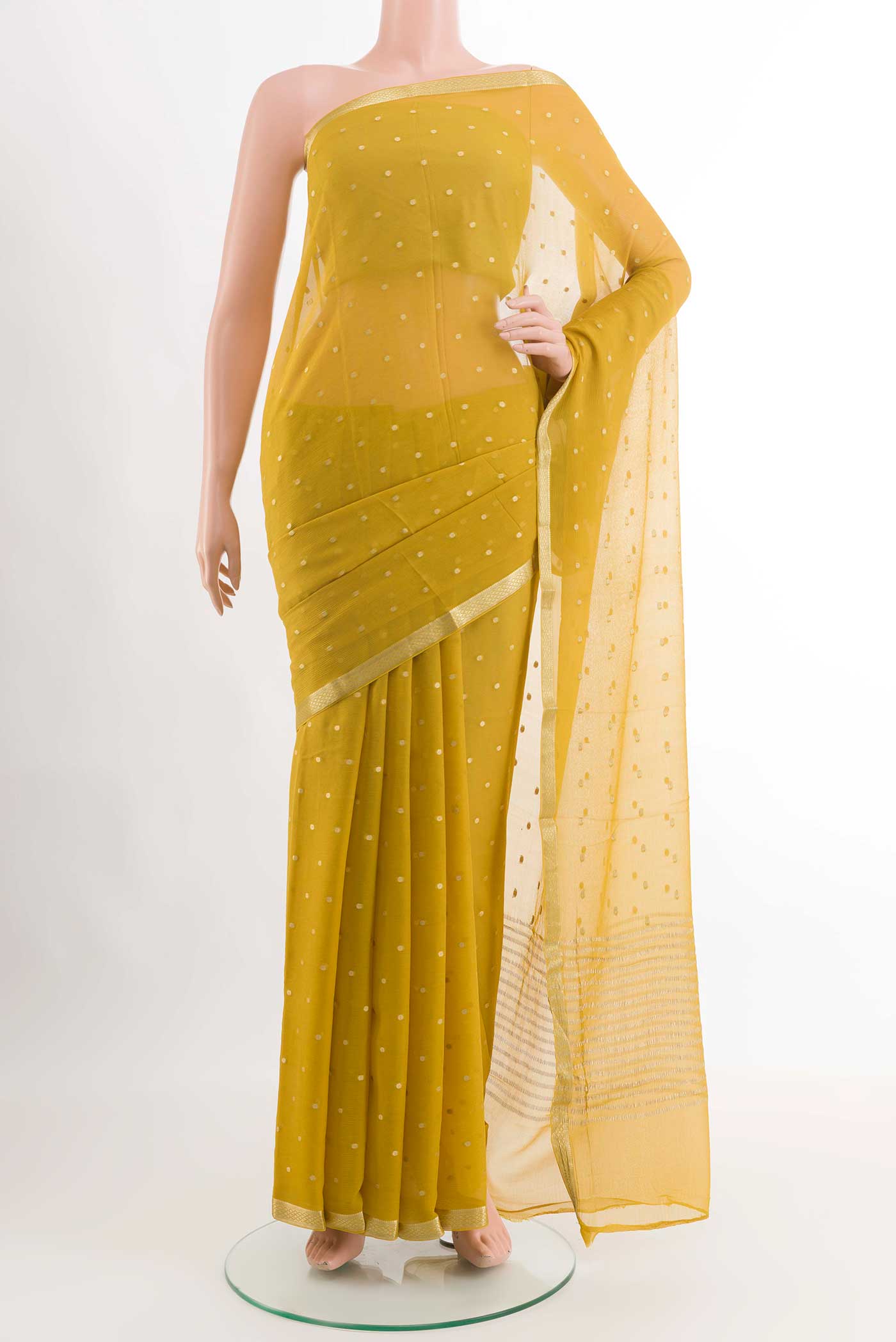 Yellow Mysore Chiffon Saree