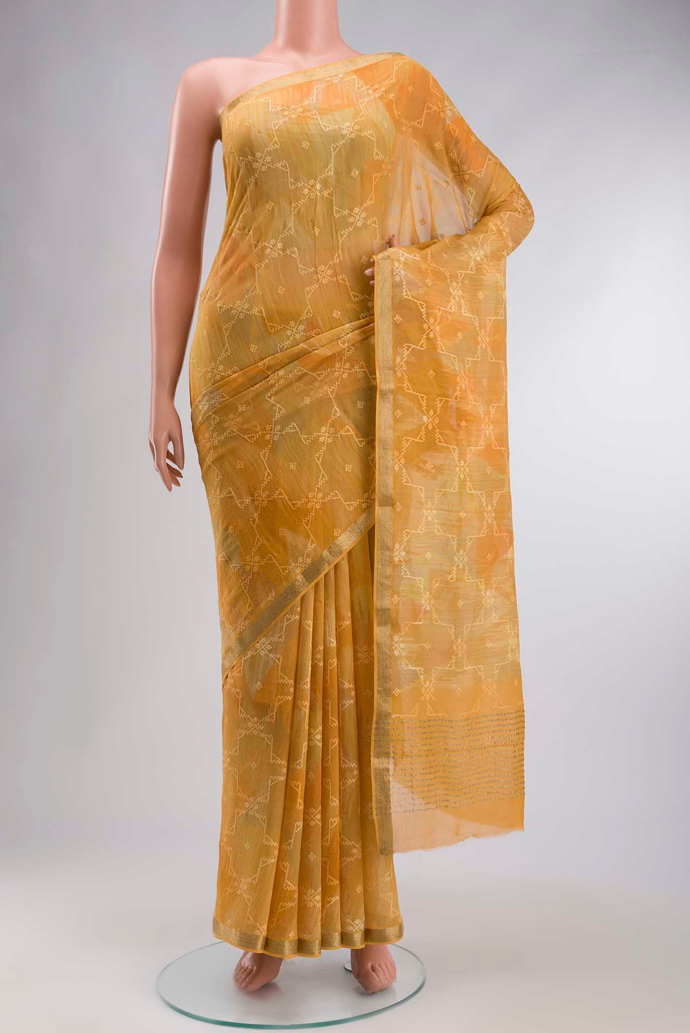 Yellow Mysore Chiffon Saree