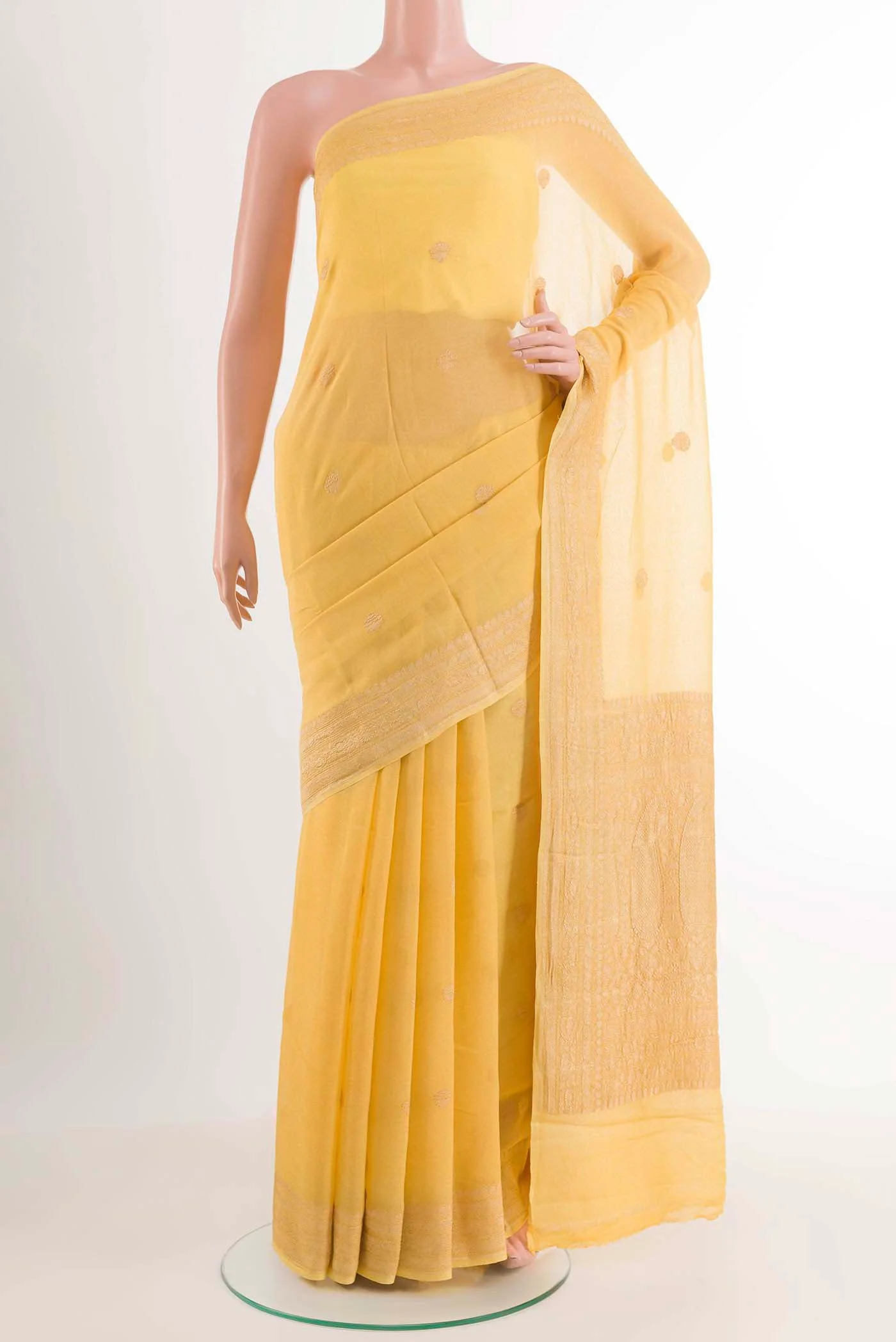 Yellow Banarasi Georgette Saree
