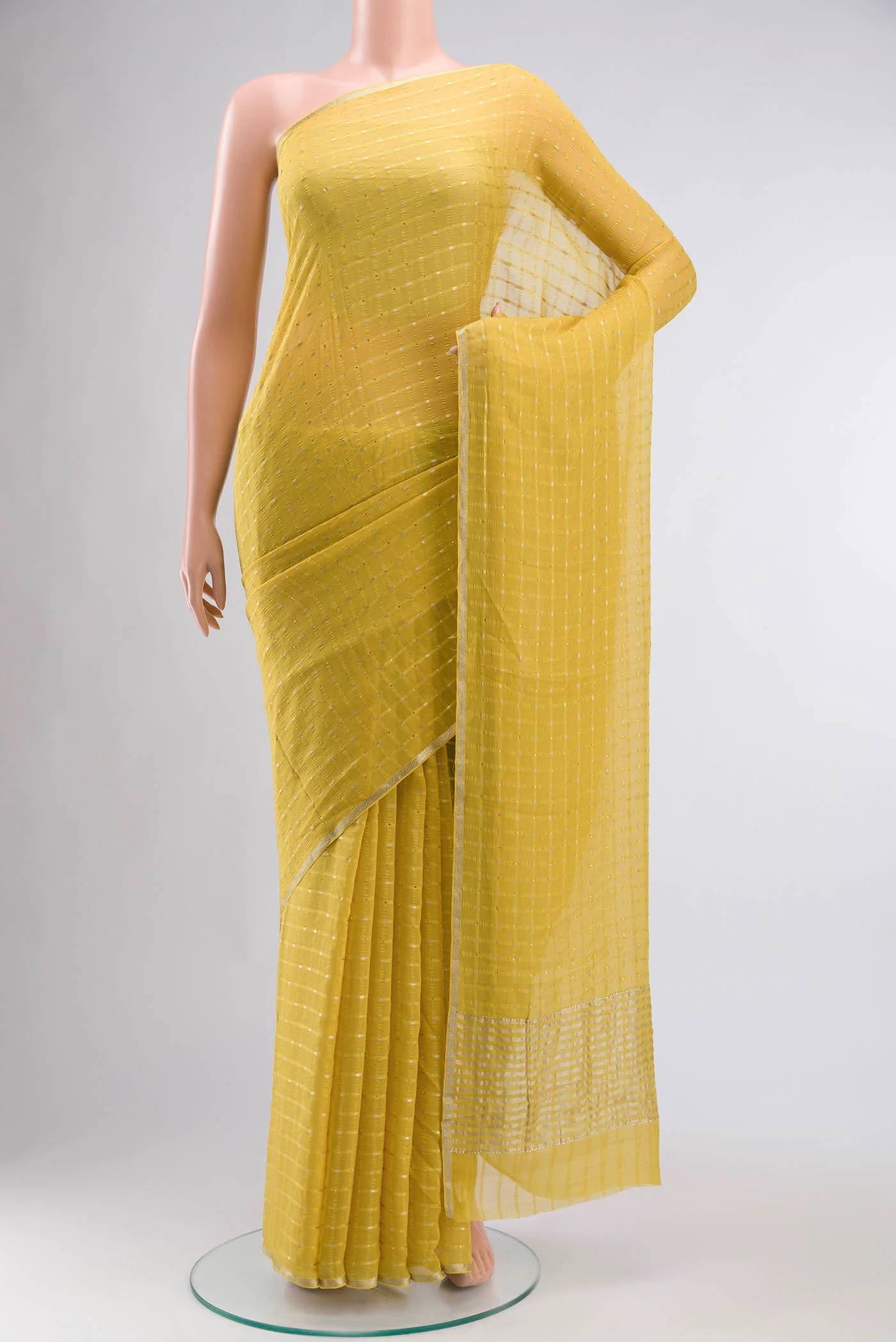 Yellow Mysore Chiffon Saree