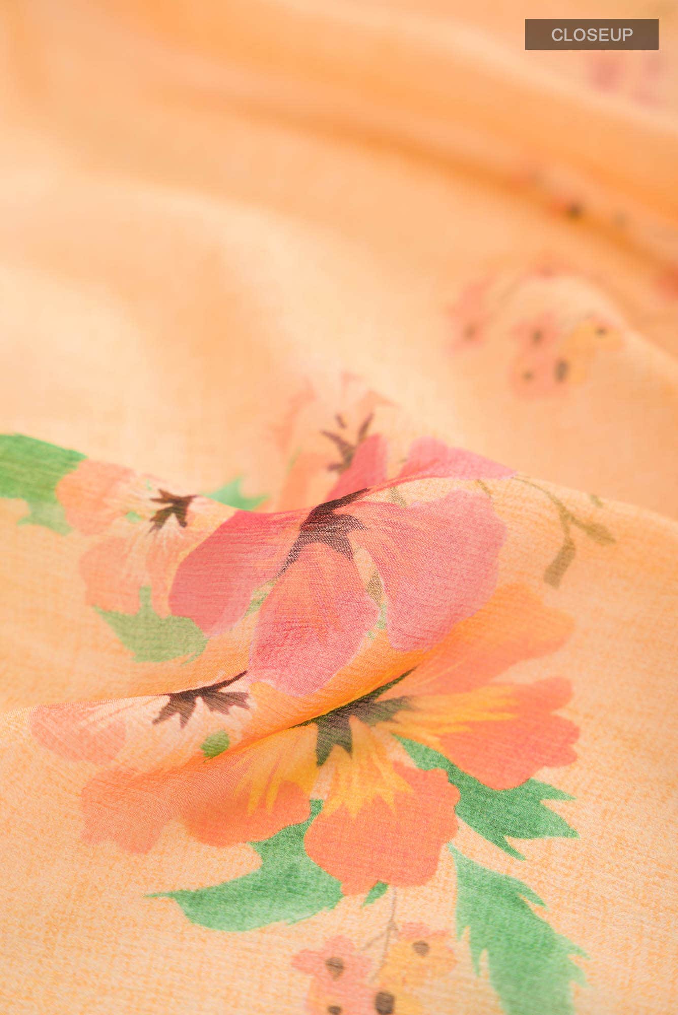Orange Mysore Chiffon Saree - Image 2