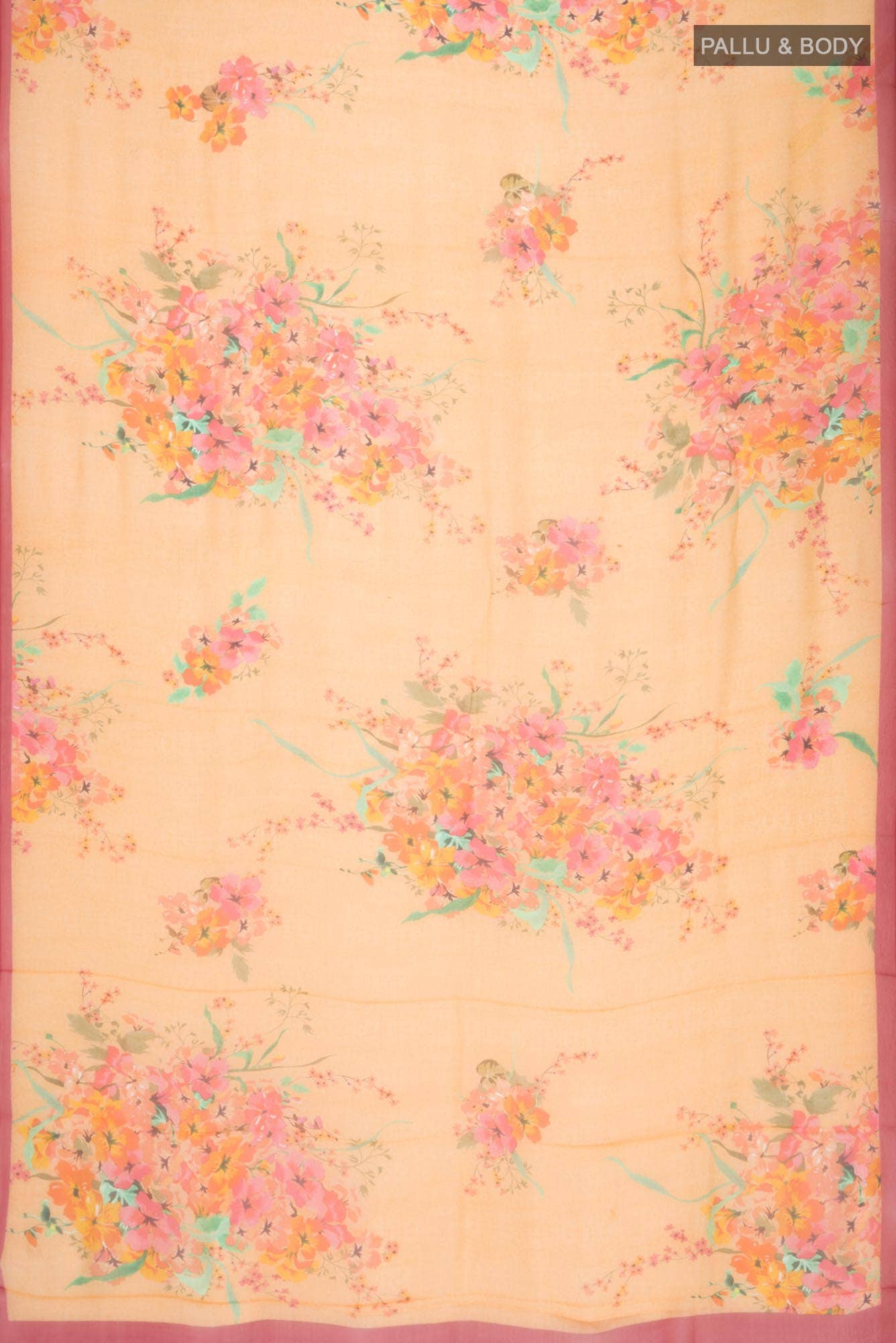 Orange Mysore Chiffon Saree - Image 3