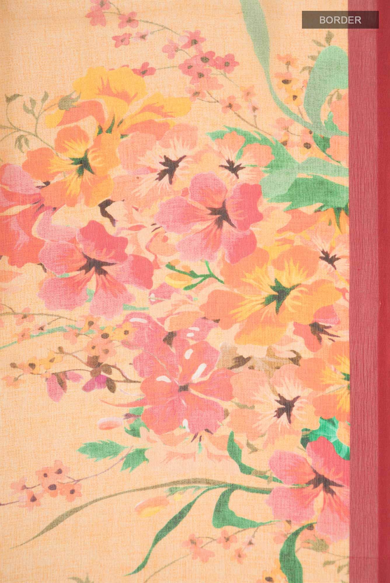 Orange Mysore Chiffon Saree - Image 4
