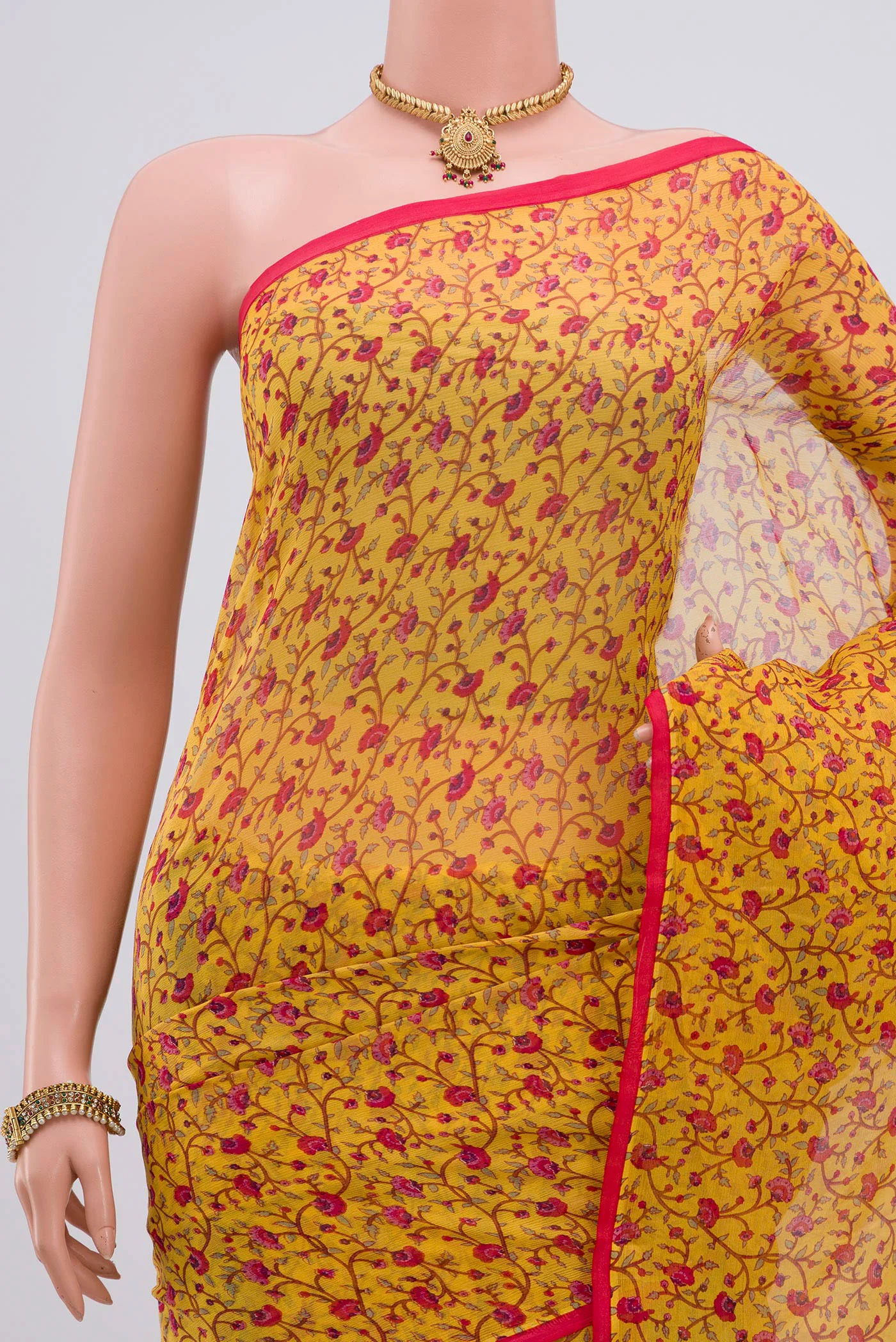Yellow Mysore Chiffon Saree - Image 2