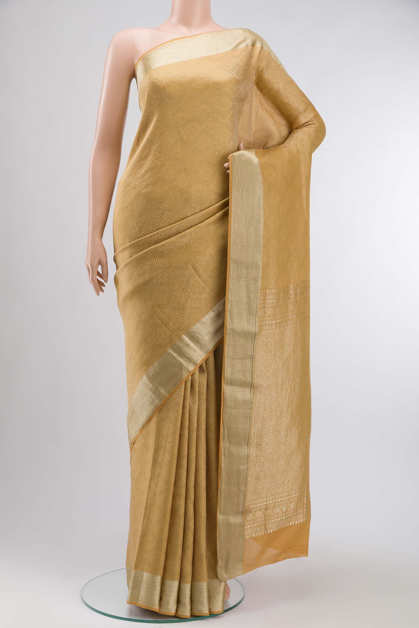 Yellow Mysore Crepe Saree