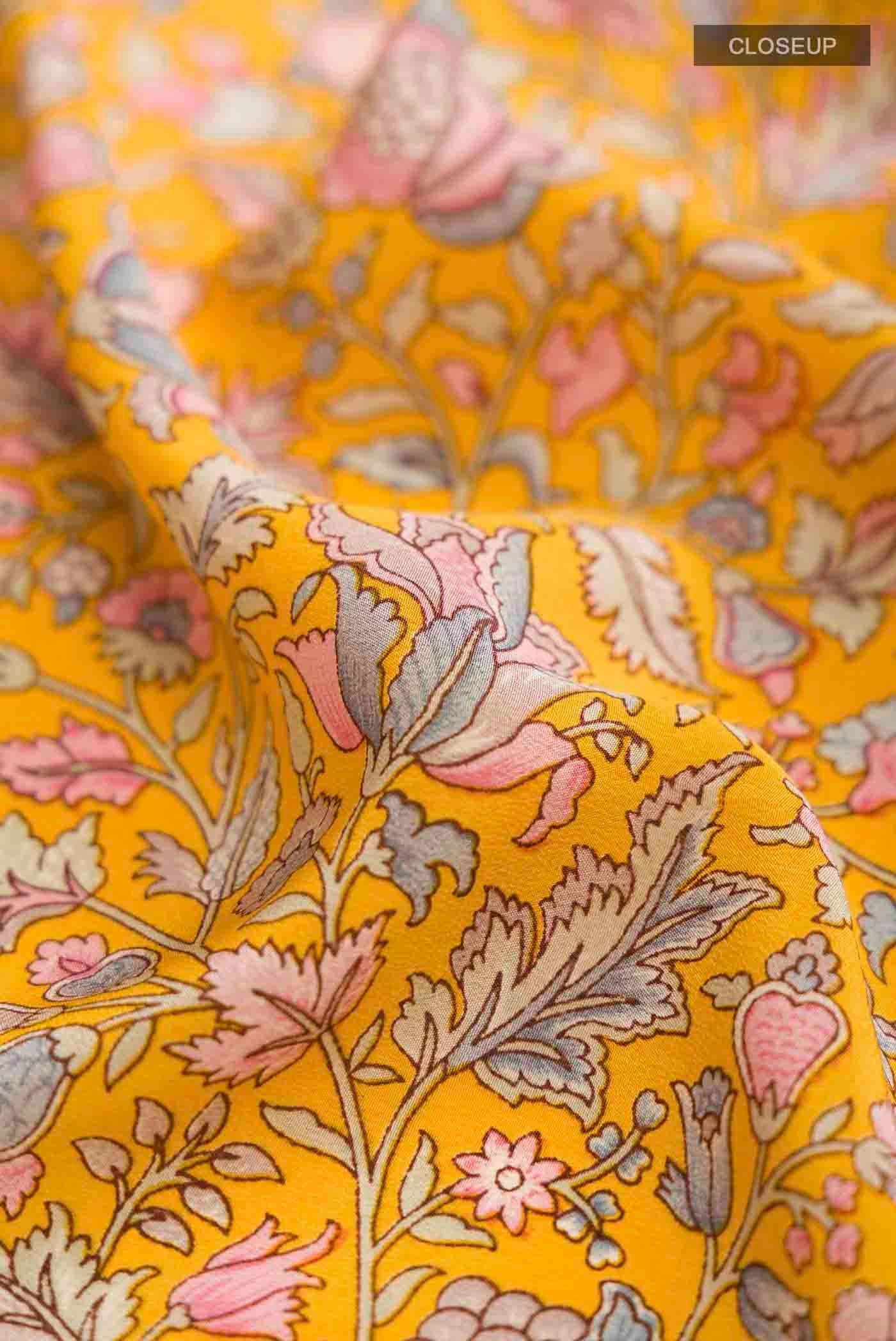 Yellow Mysore Crepe Saree - Image 2