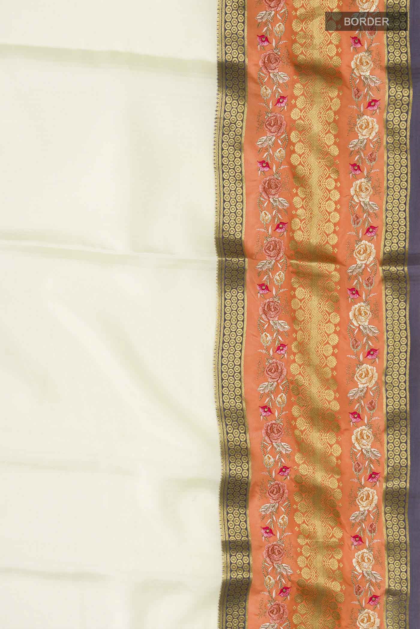 Yellow Mysore Crepe Saree - Image 3