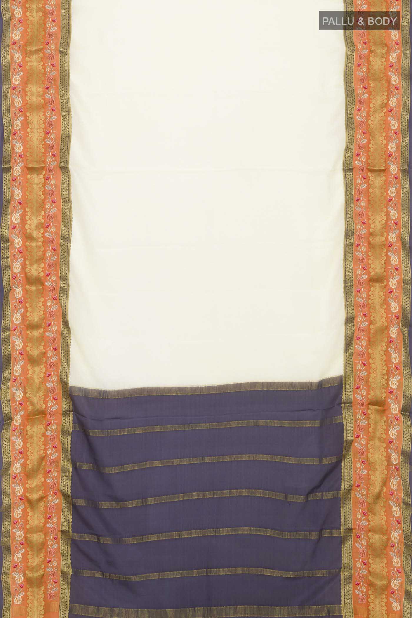 Yellow Mysore Crepe Saree - Image 5