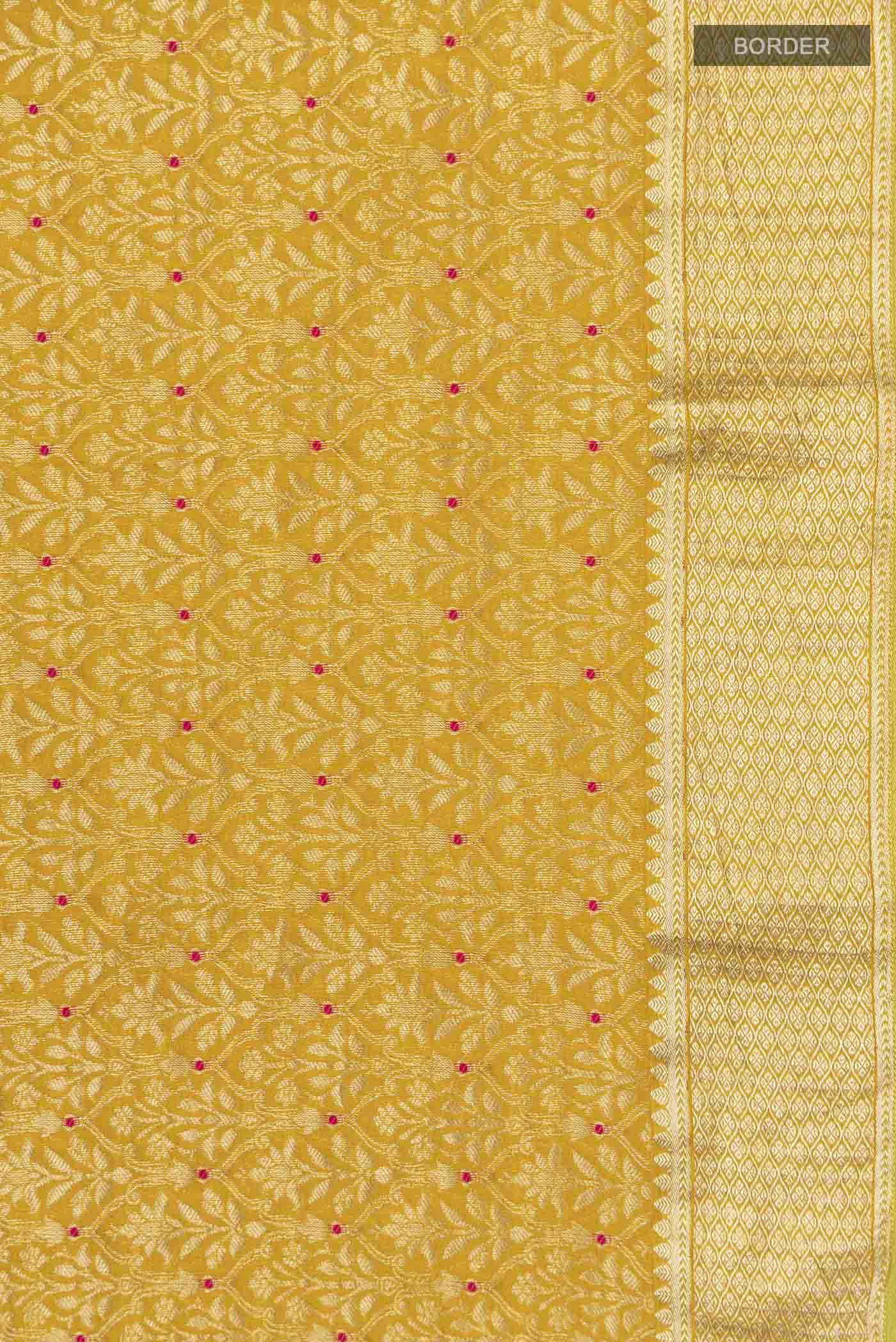 Yellow Mysore Crepe Saree - Image 3