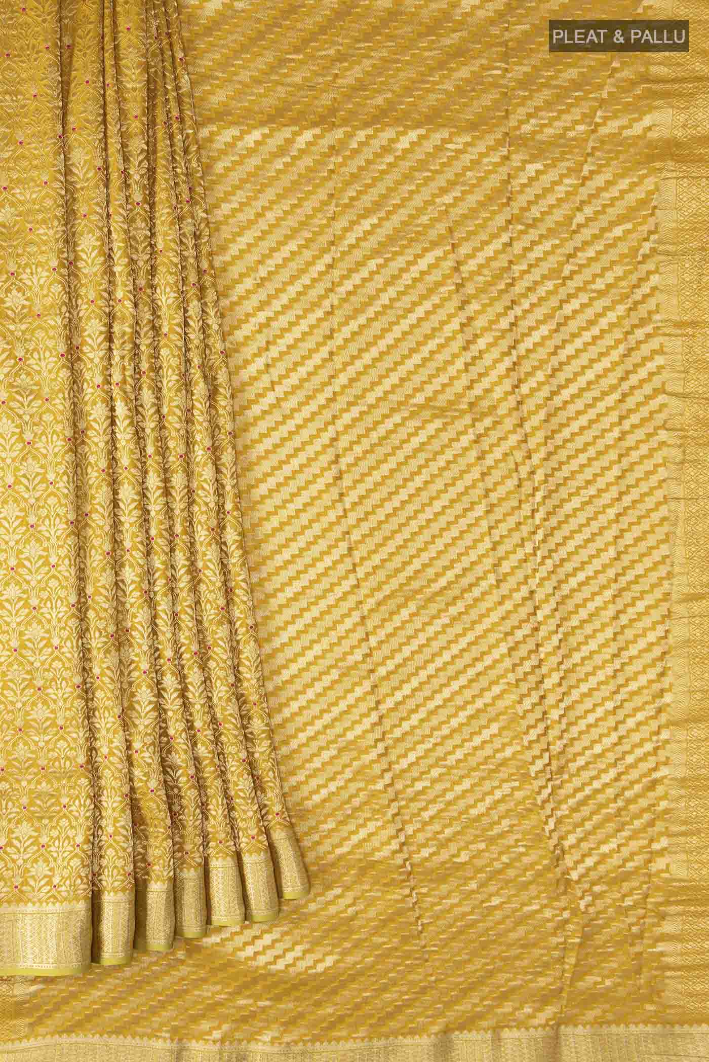 Yellow Mysore Crepe Saree - Image 4