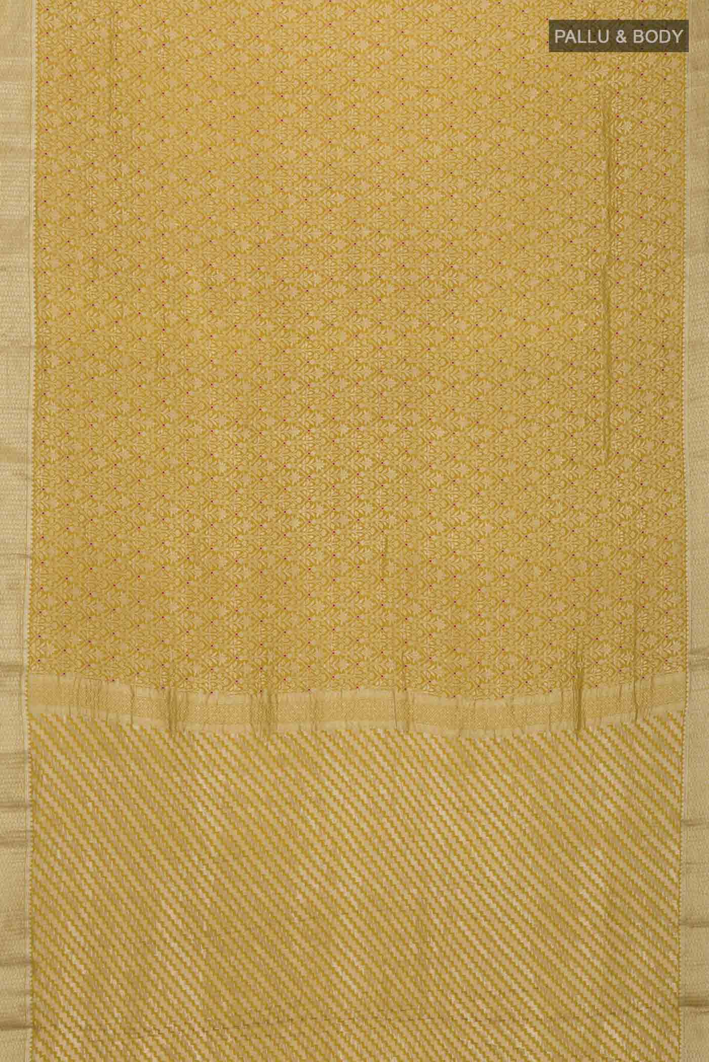 Yellow Mysore Crepe Saree - Image 6