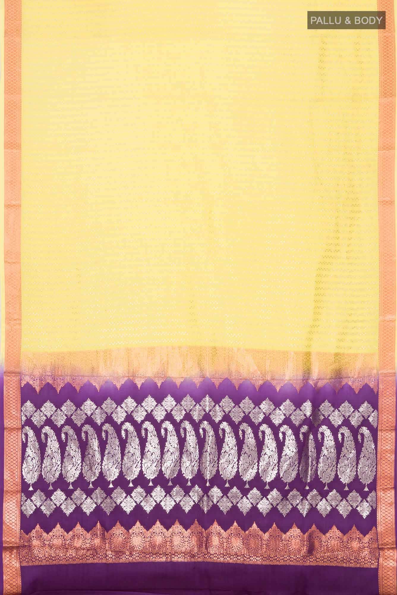 Yellow Mysore Crepe Saree - Image 3