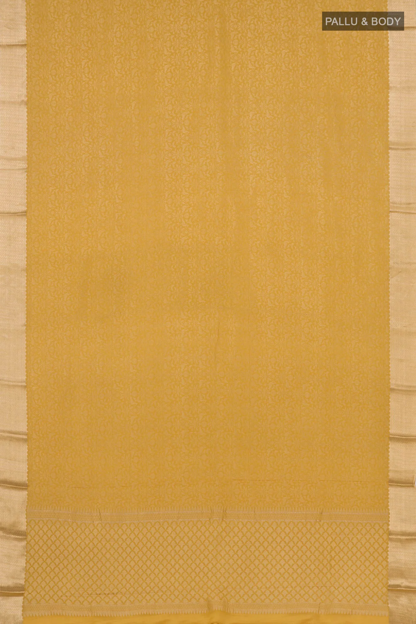 Yellow Mysore Crepe Saree - Image 4