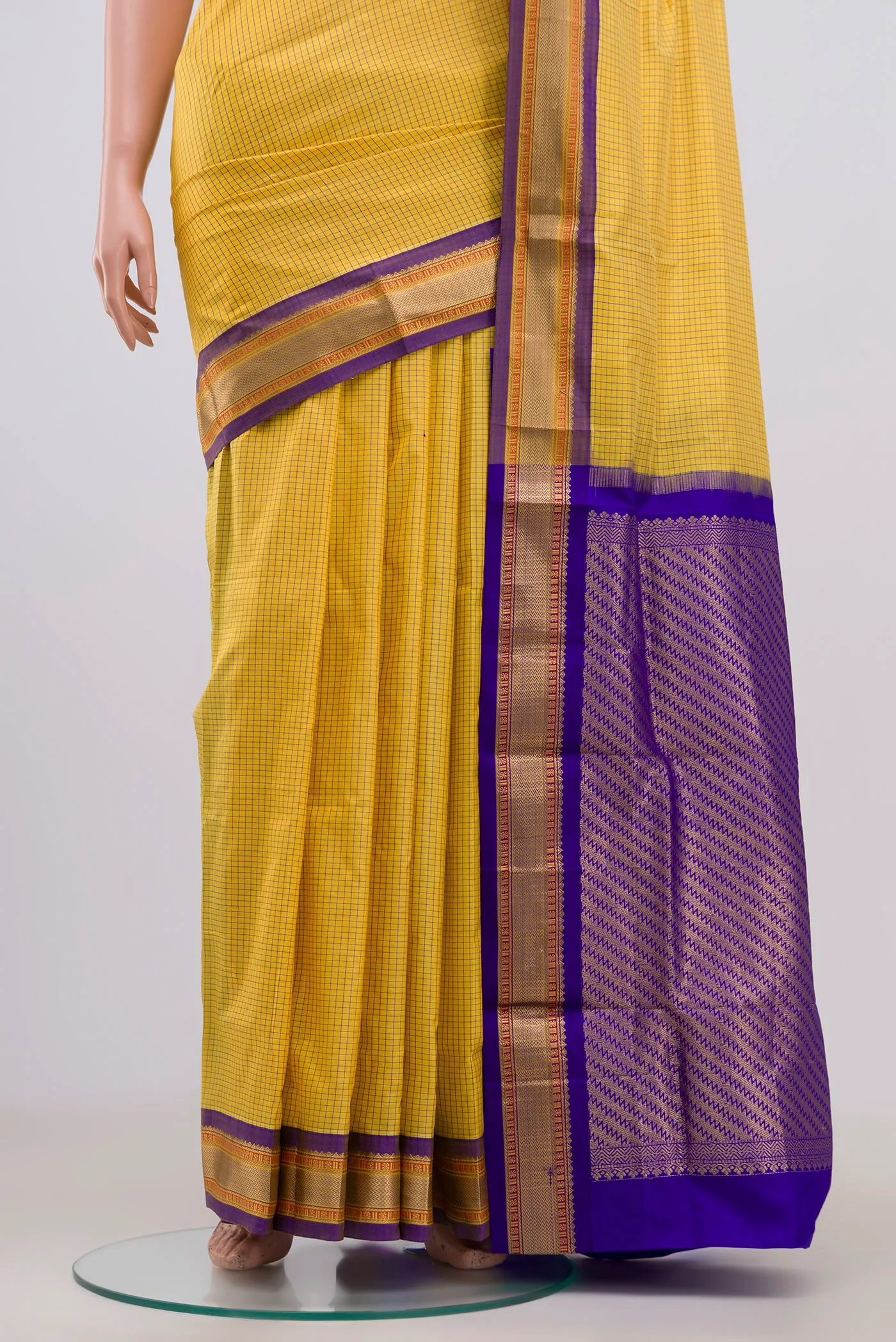 Yellow Narayanpet Silk Saree - Image 3