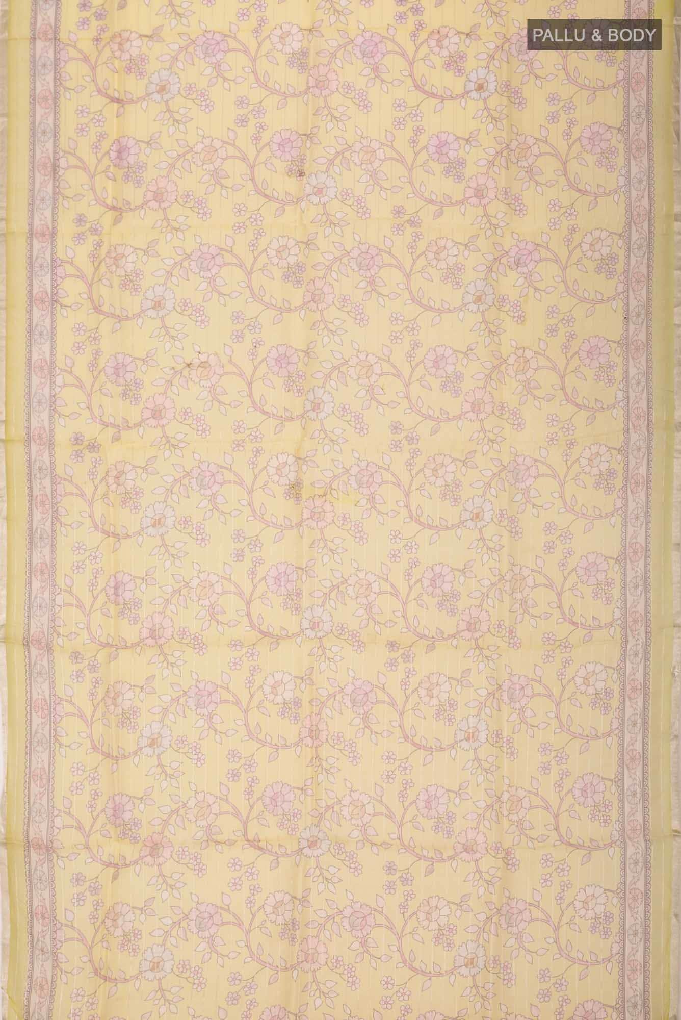 Yellow Organza Silk Saree - Image 3