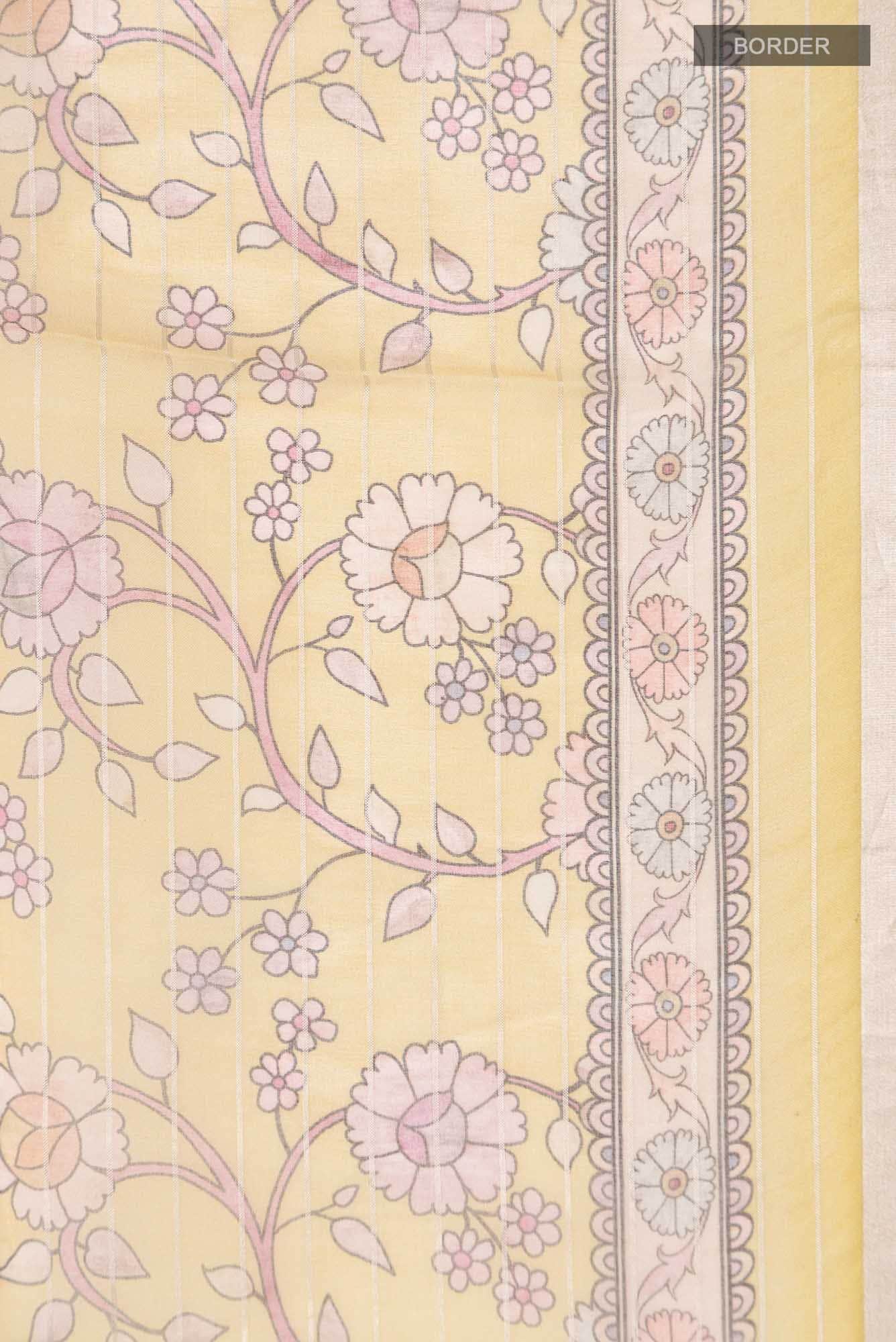 Yellow Organza Silk Saree - Image 4
