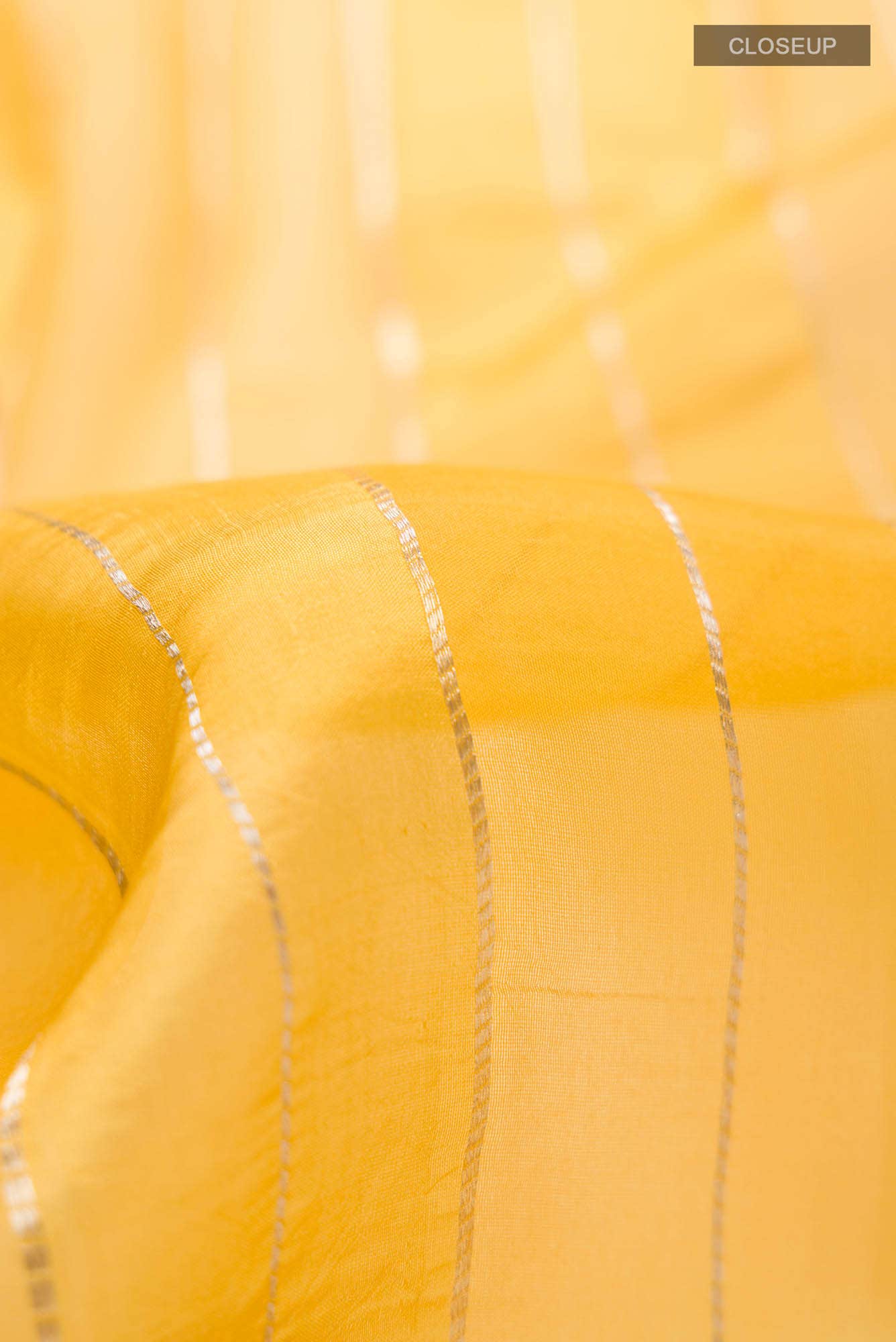 Yellow Organza Silk Saree - Image 3