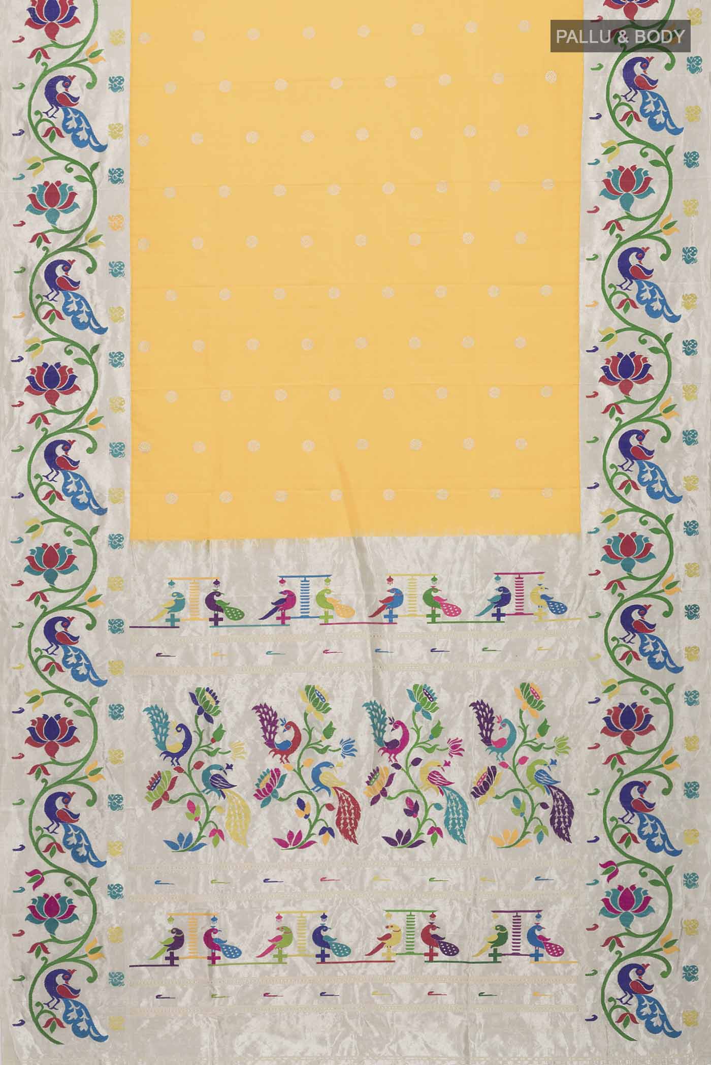 Yellow Paithani Silk Saree - Image 6