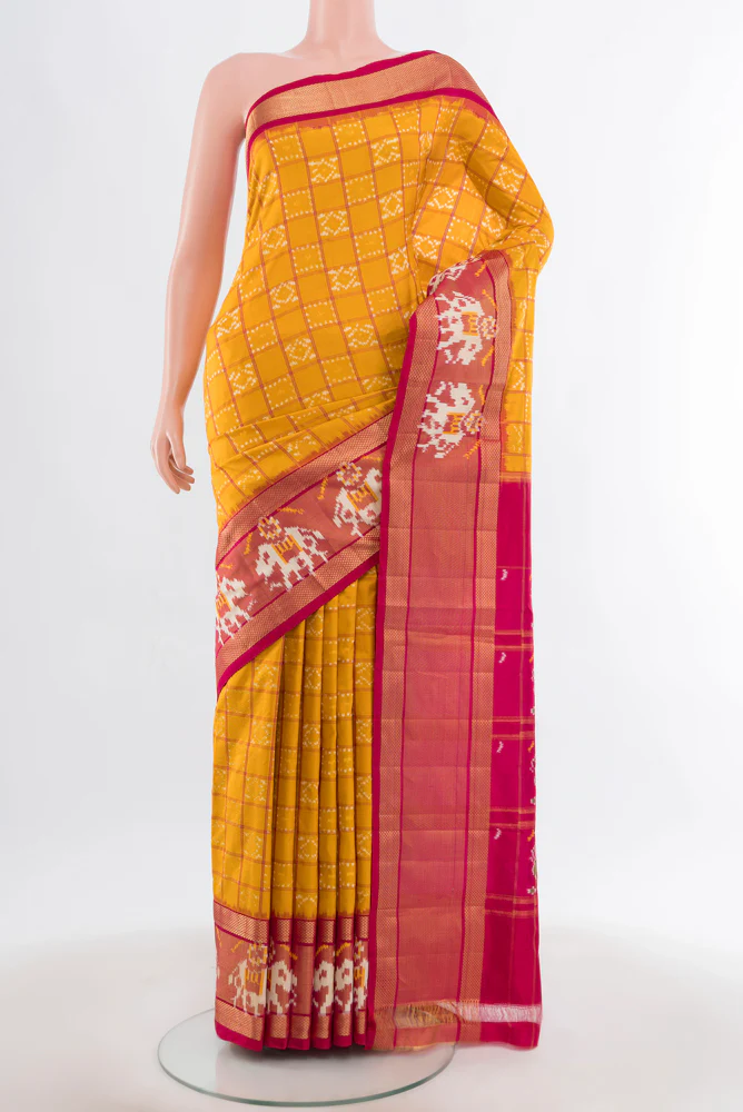 Yellow Pochampally Silk Saree