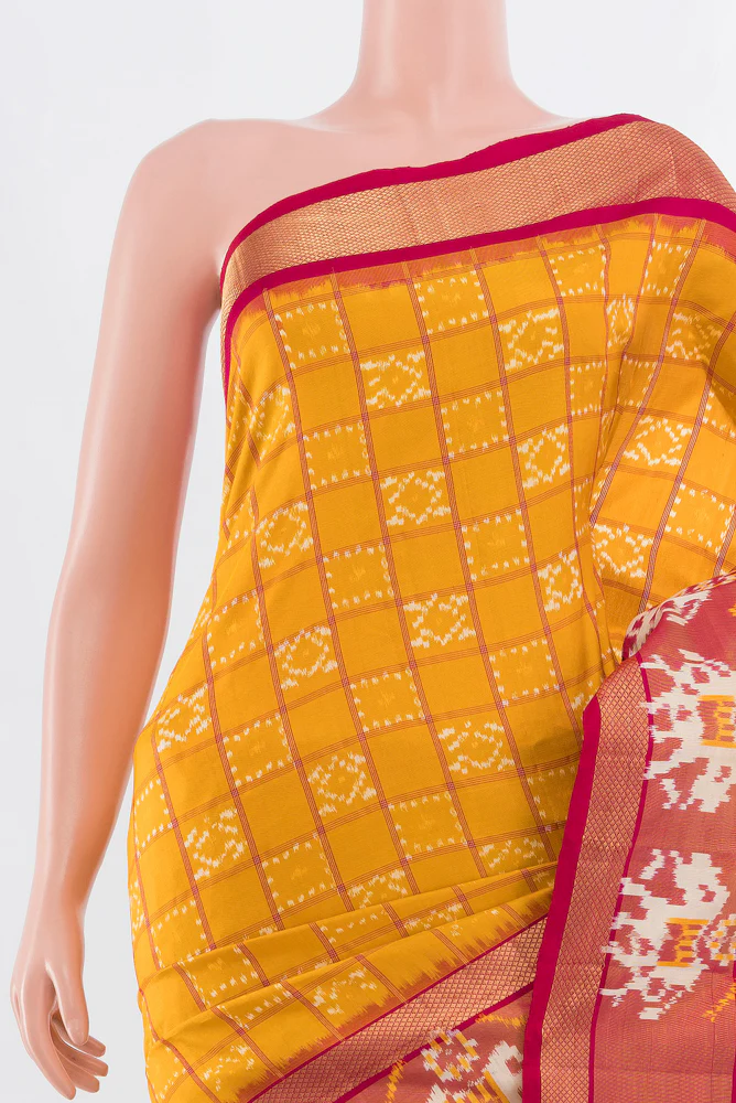 Yellow Pochampally Silk Saree - Image 2