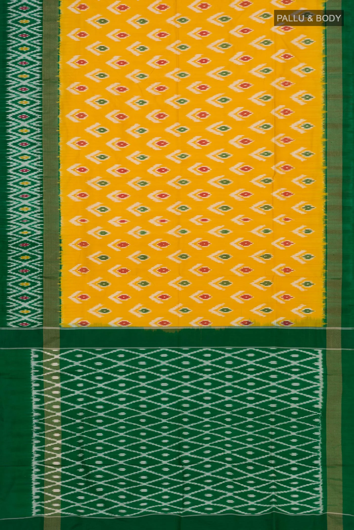 Yellow Pochampally Silk Saree - Image 5