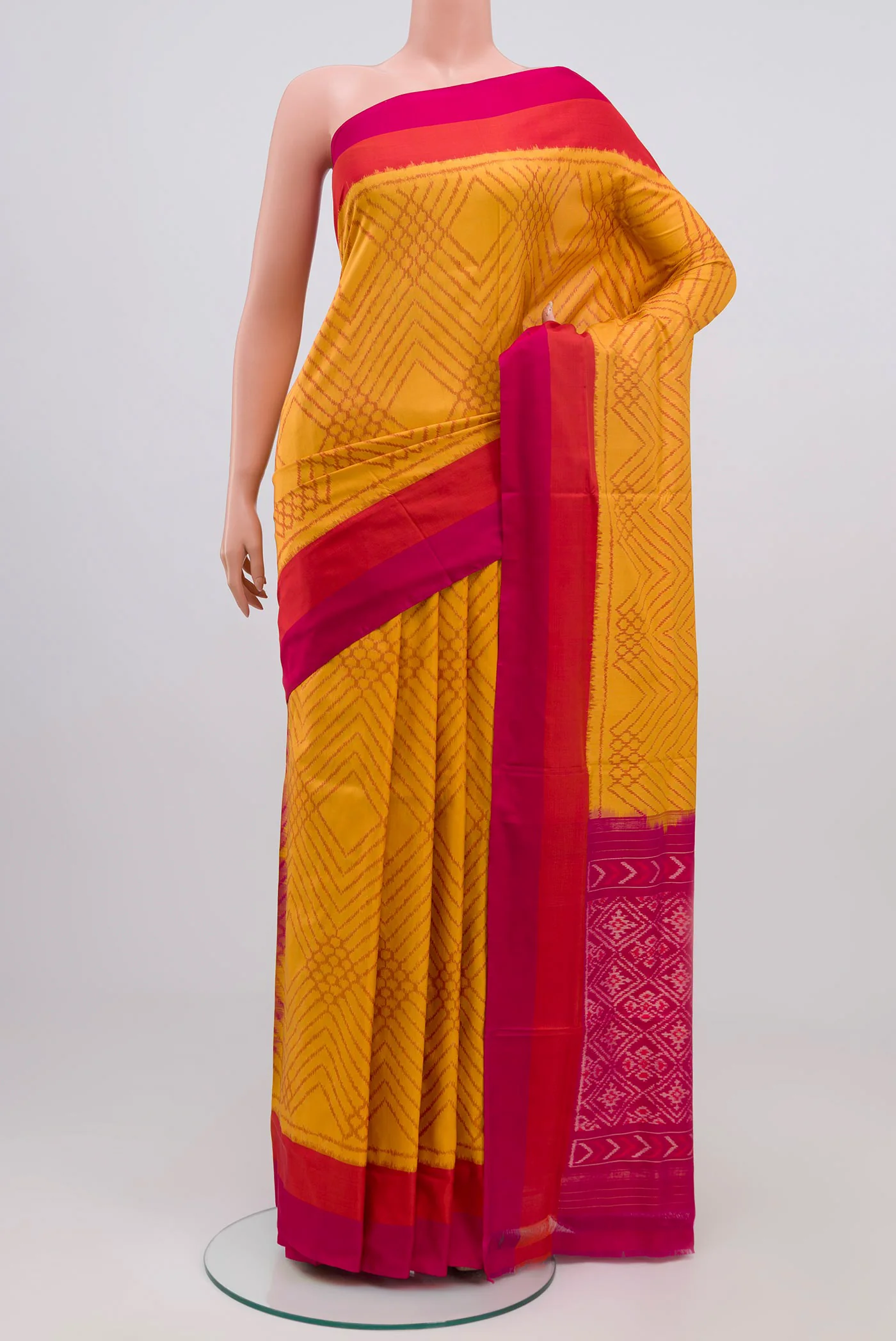 Yellow Pochampally Silk Saree