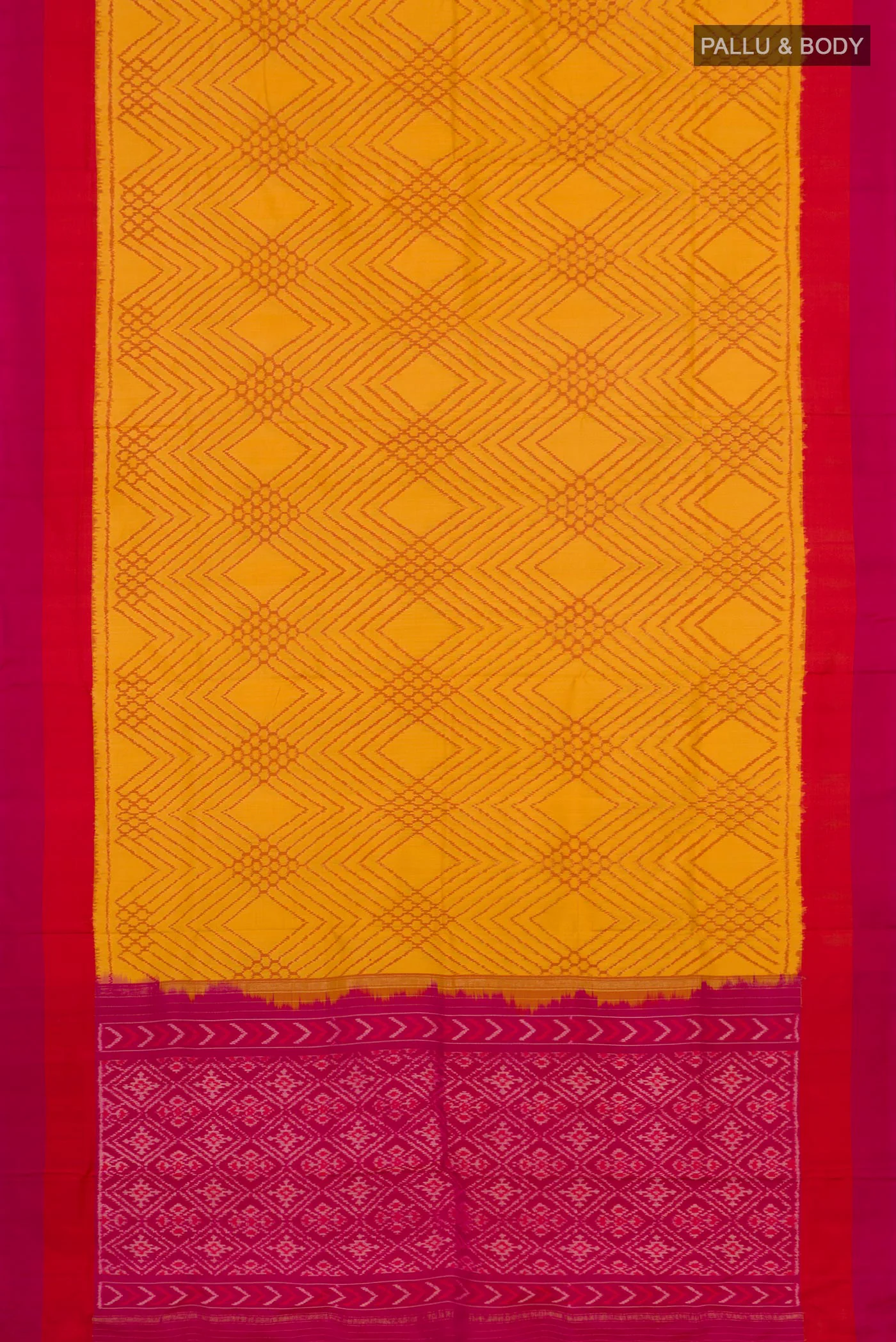Yellow Pochampally Silk Saree - Image 5