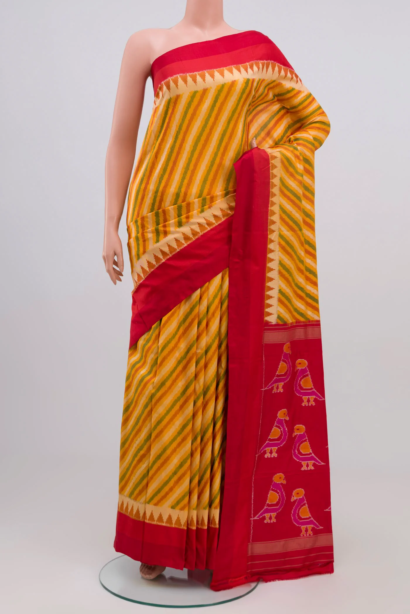 Yellow Pochampally Silk Saree