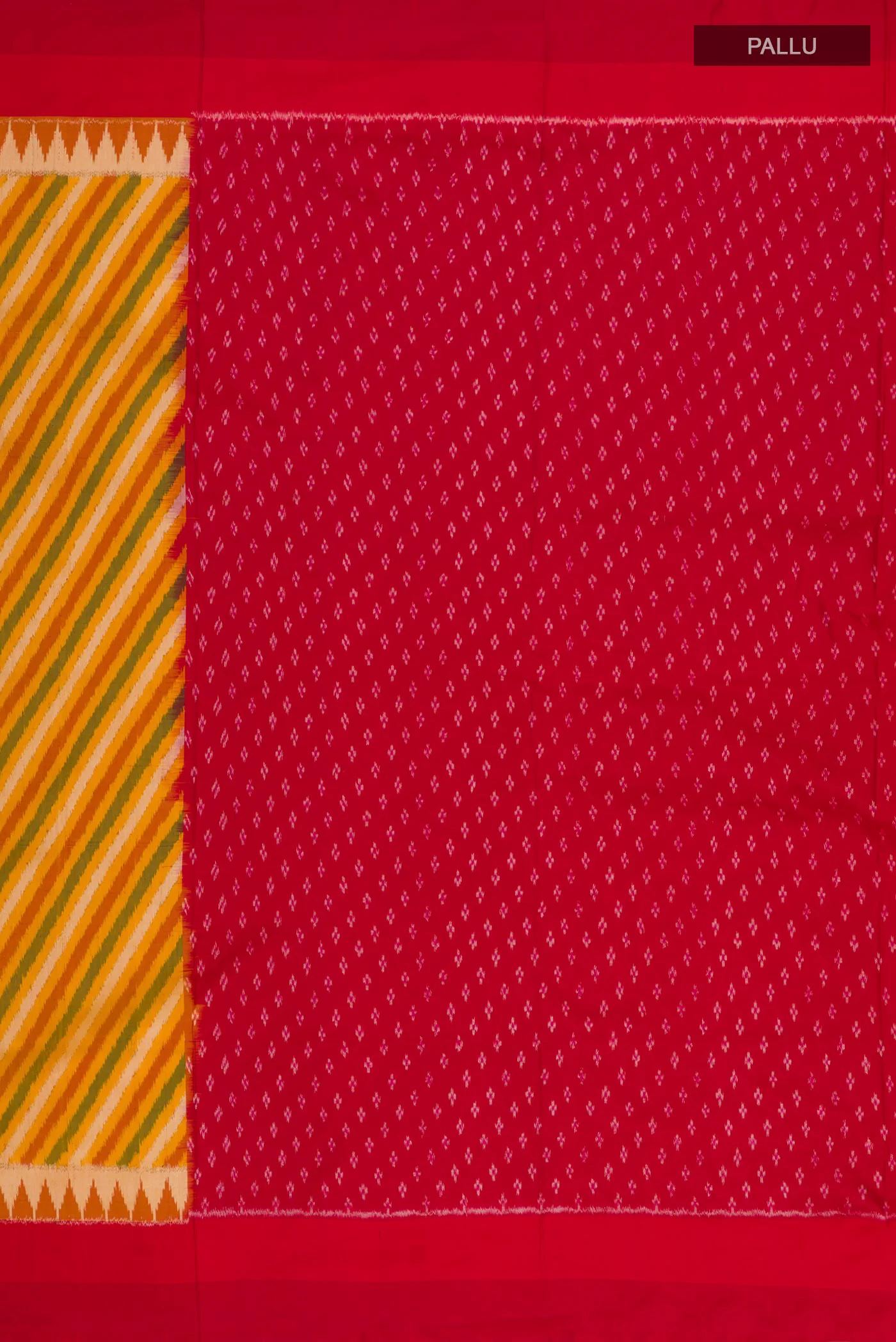 Yellow Pochampally Silk Saree - Image 6