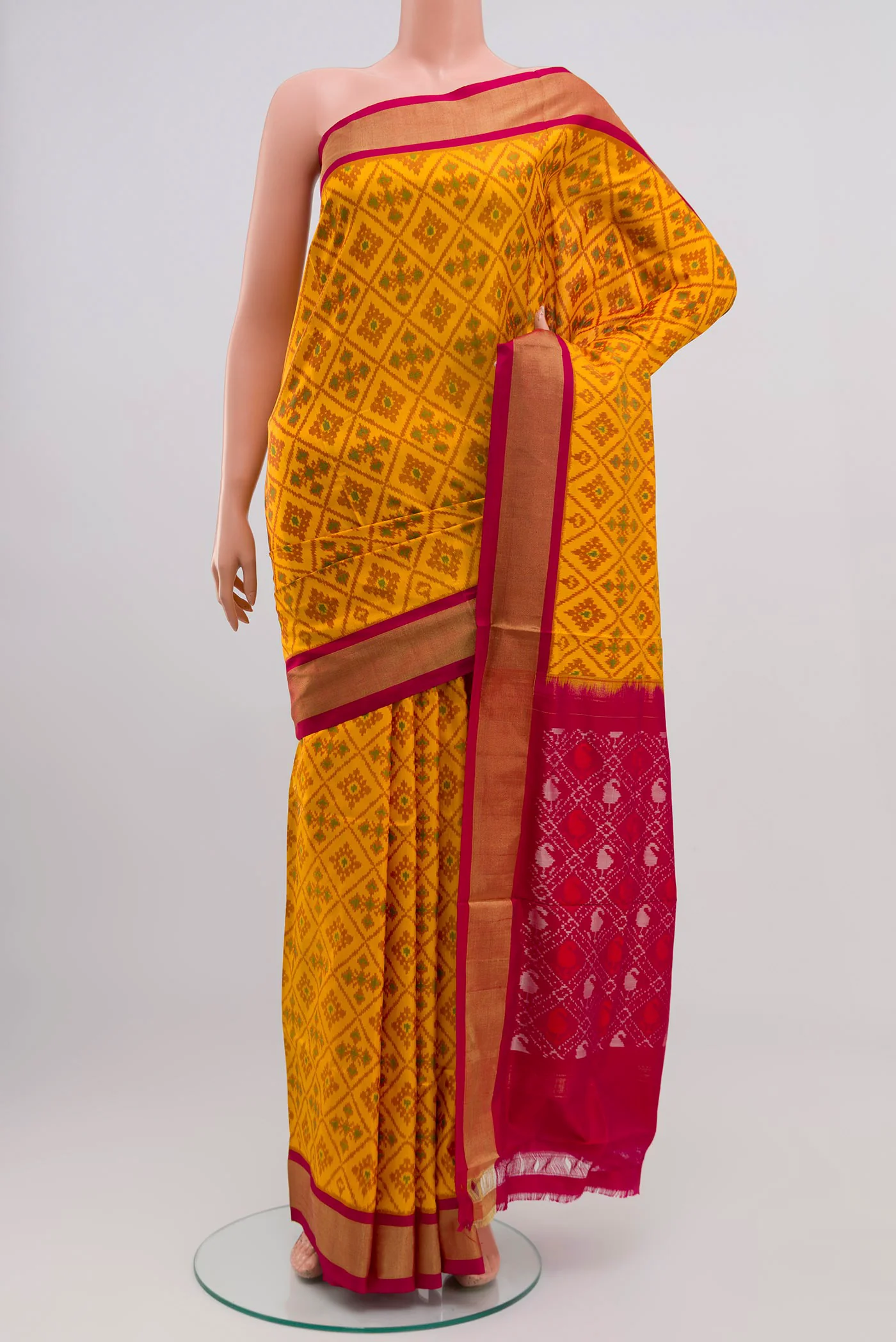 Yellow Pochampally Silk Saree