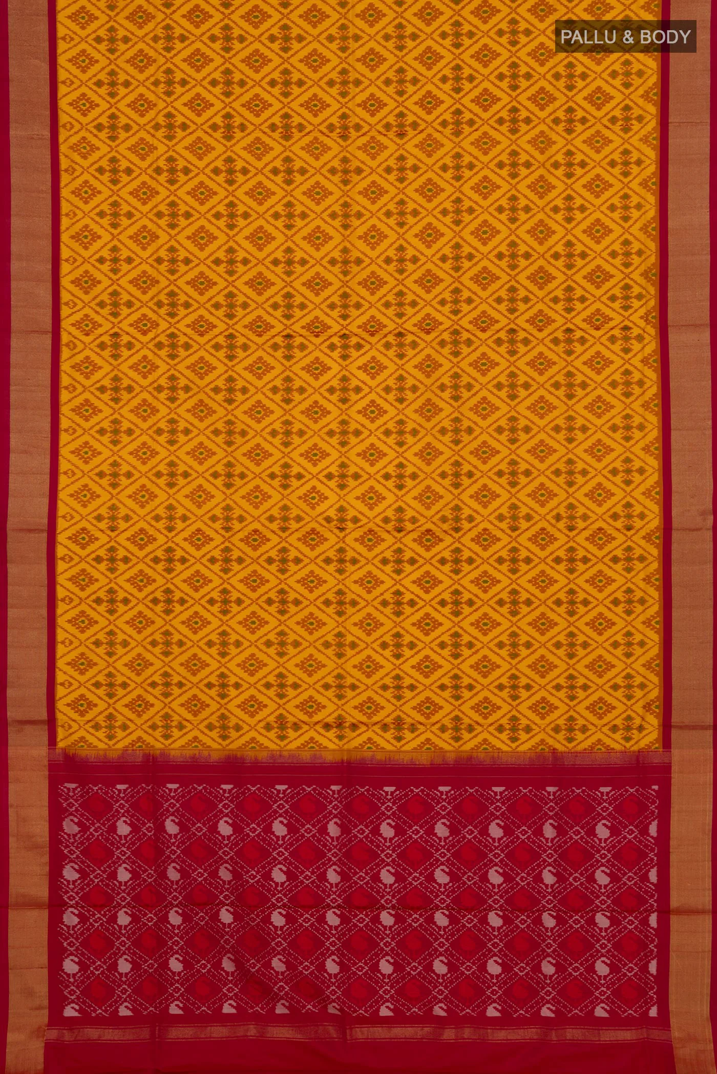 Yellow Pochampally Silk Saree - Image 5