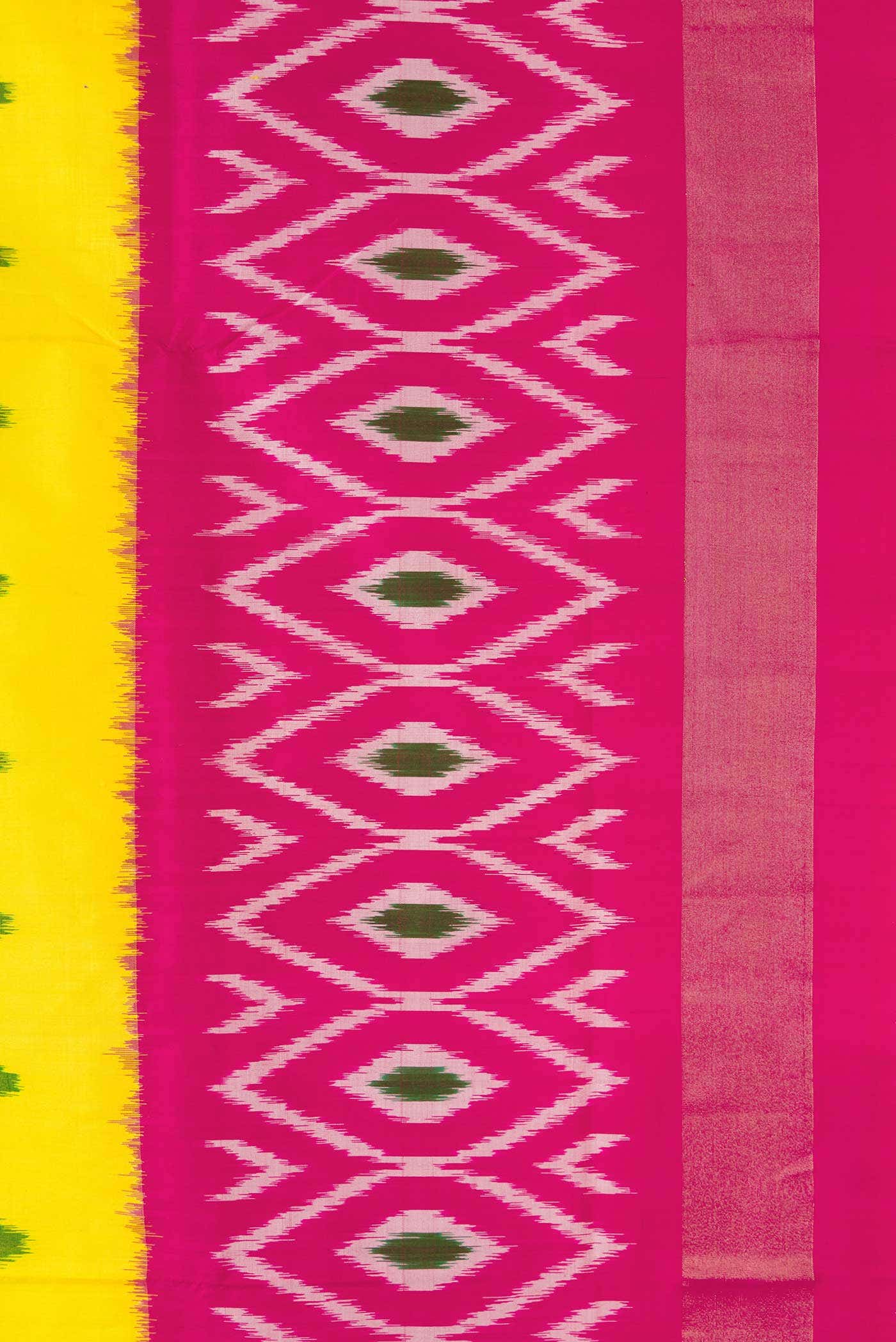 Yellow Pochampally Silk Saree - Image 3