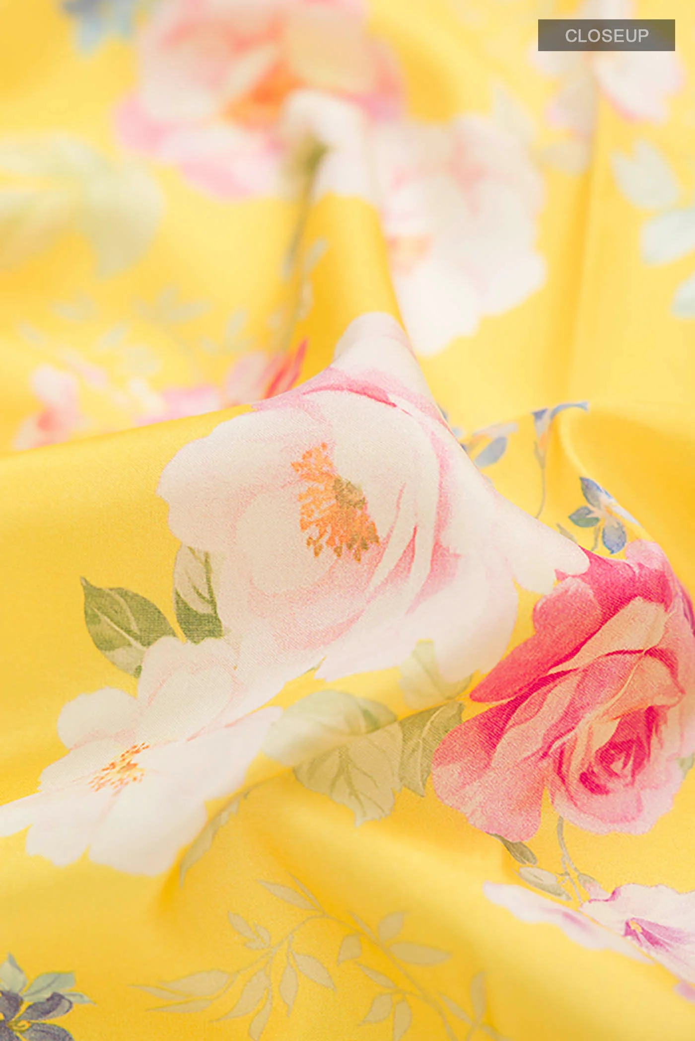Yellow Printed Silk Saree - Image 2