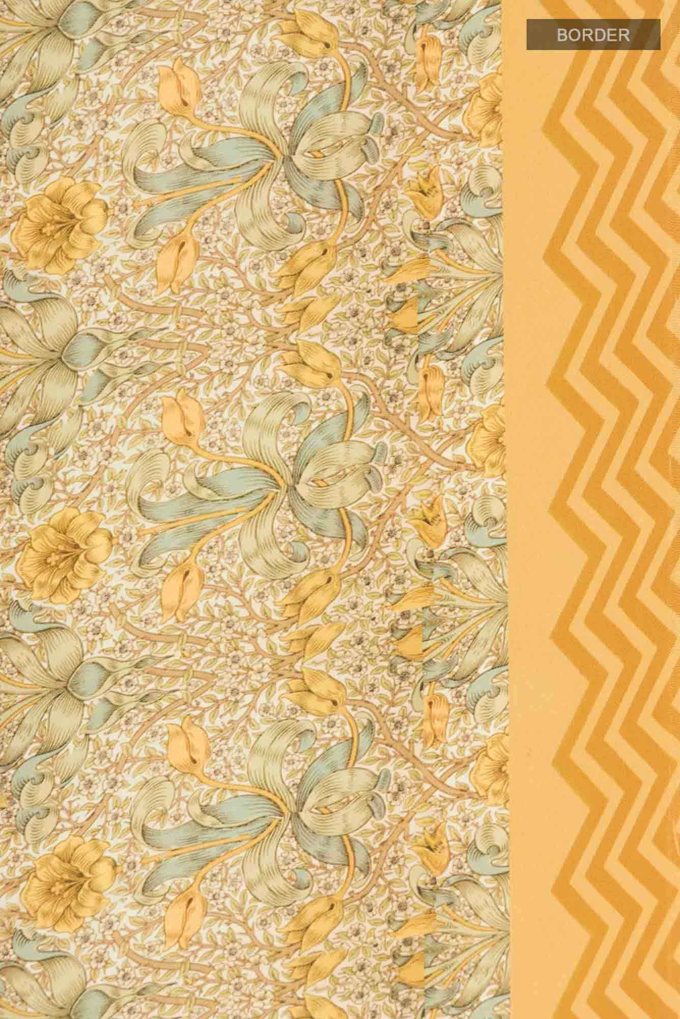 Beige Printed Silk Saree - Image 4