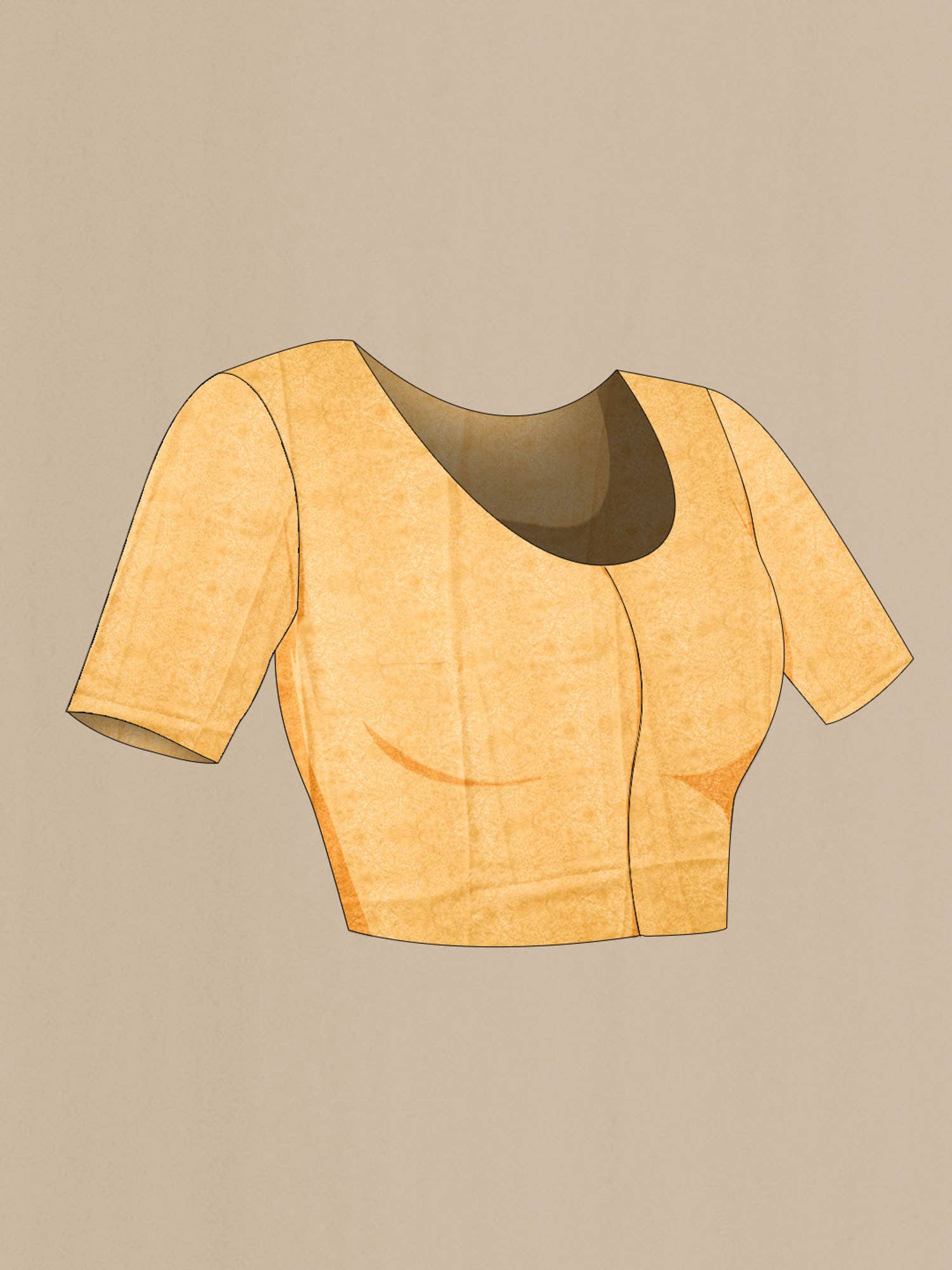 Beige Printed Silk Saree - Image 5